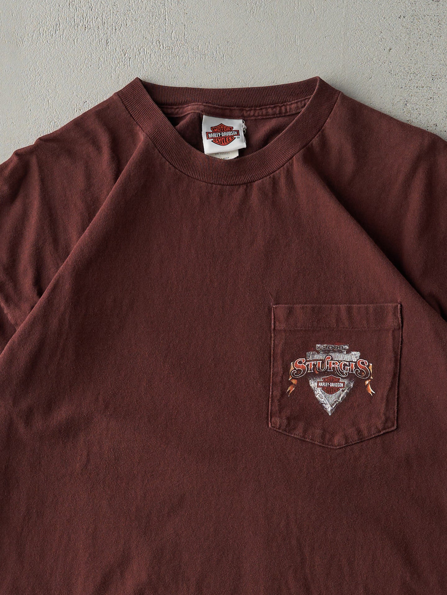 Vintage 09' Burgundy Sturgis, South Dakota Harley Davidson Pocket Tee (L)