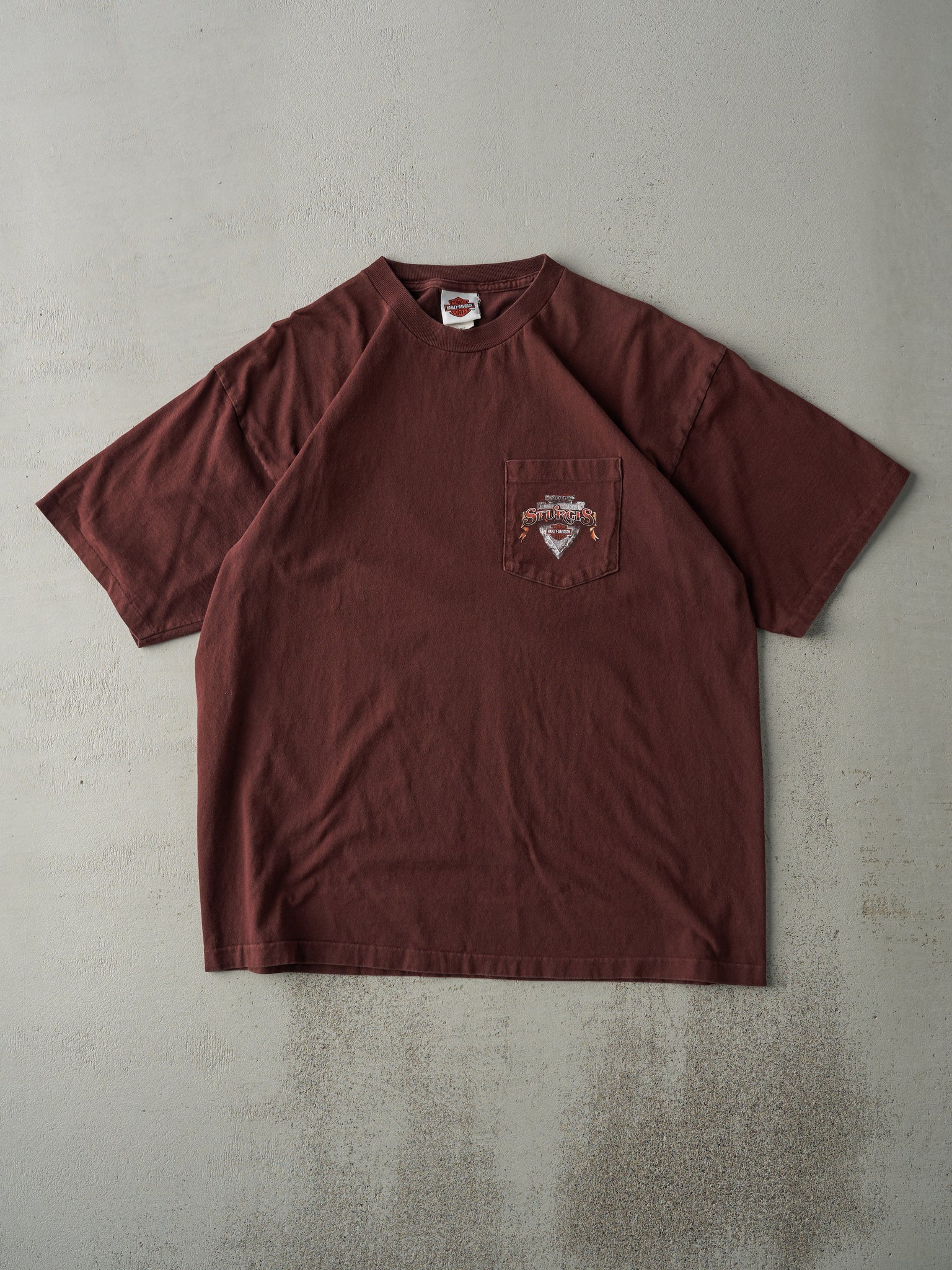 Vintage 09' Burgundy Sturgis, South Dakota Harley Davidson Pocket Tee (L)