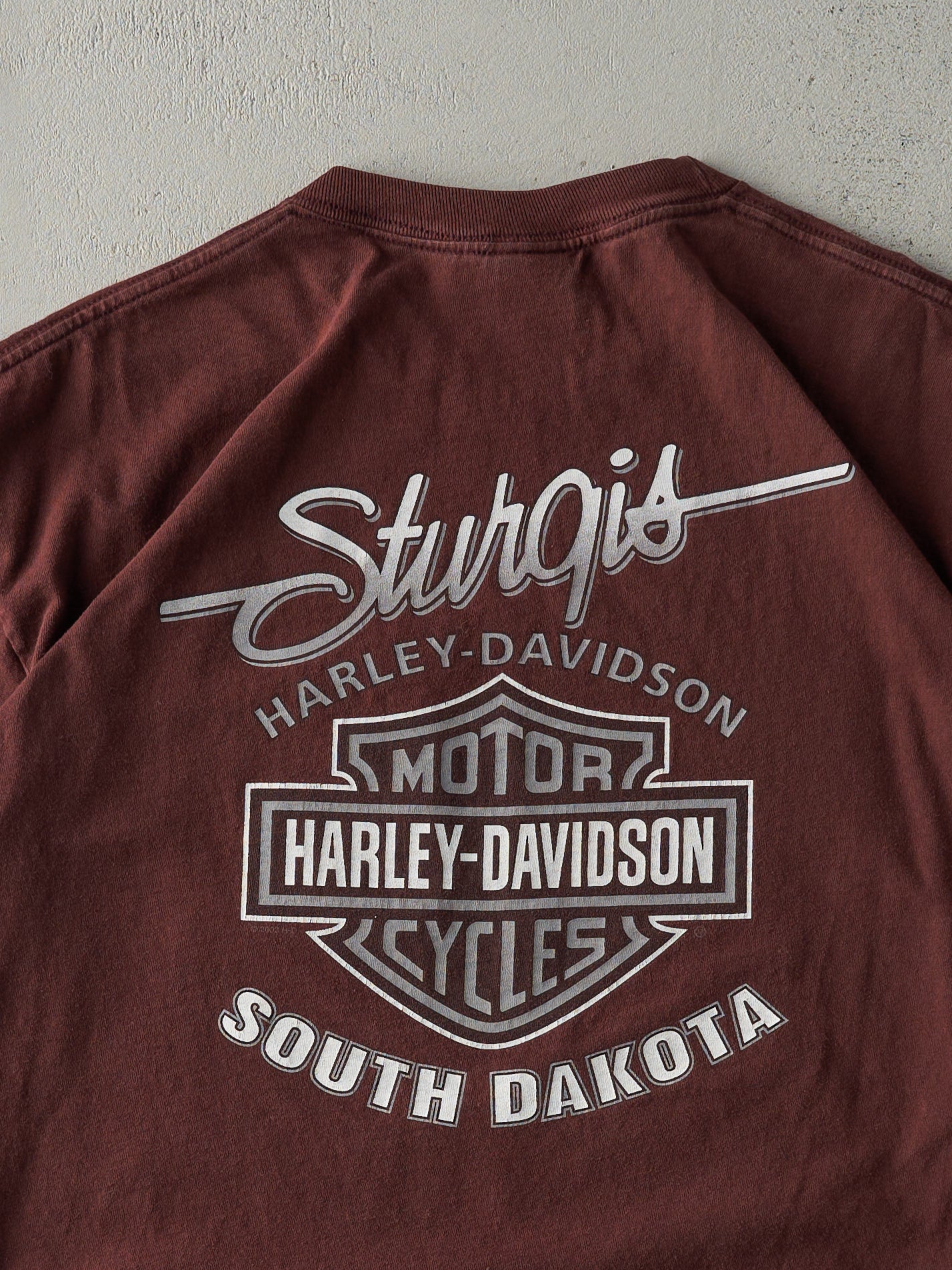 Vintage 09' Burgundy Sturgis, South Dakota Harley Davidson Pocket Tee (L)