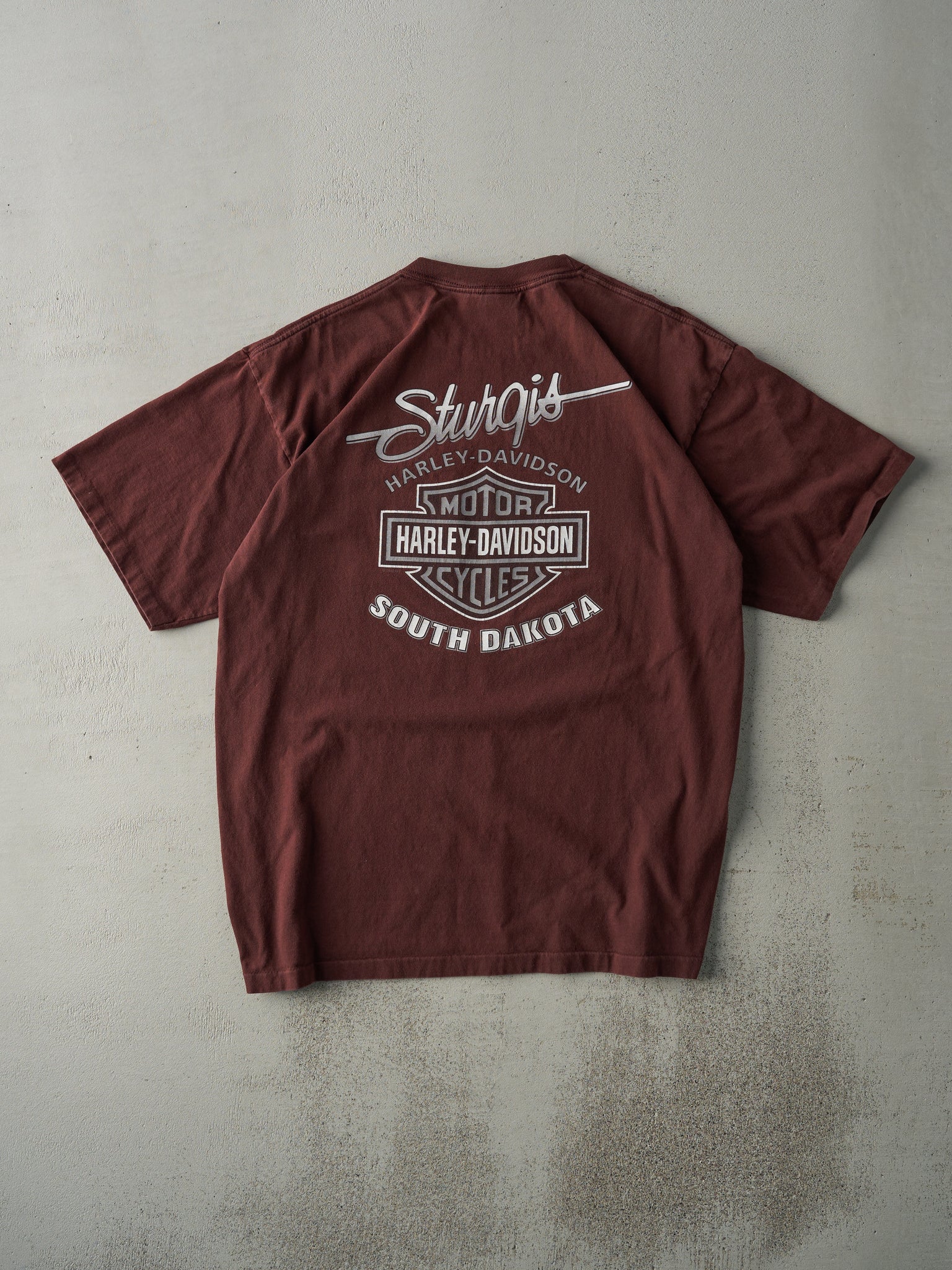 Vintage 09' Burgundy Sturgis, South Dakota Harley Davidson Pocket Tee (L)