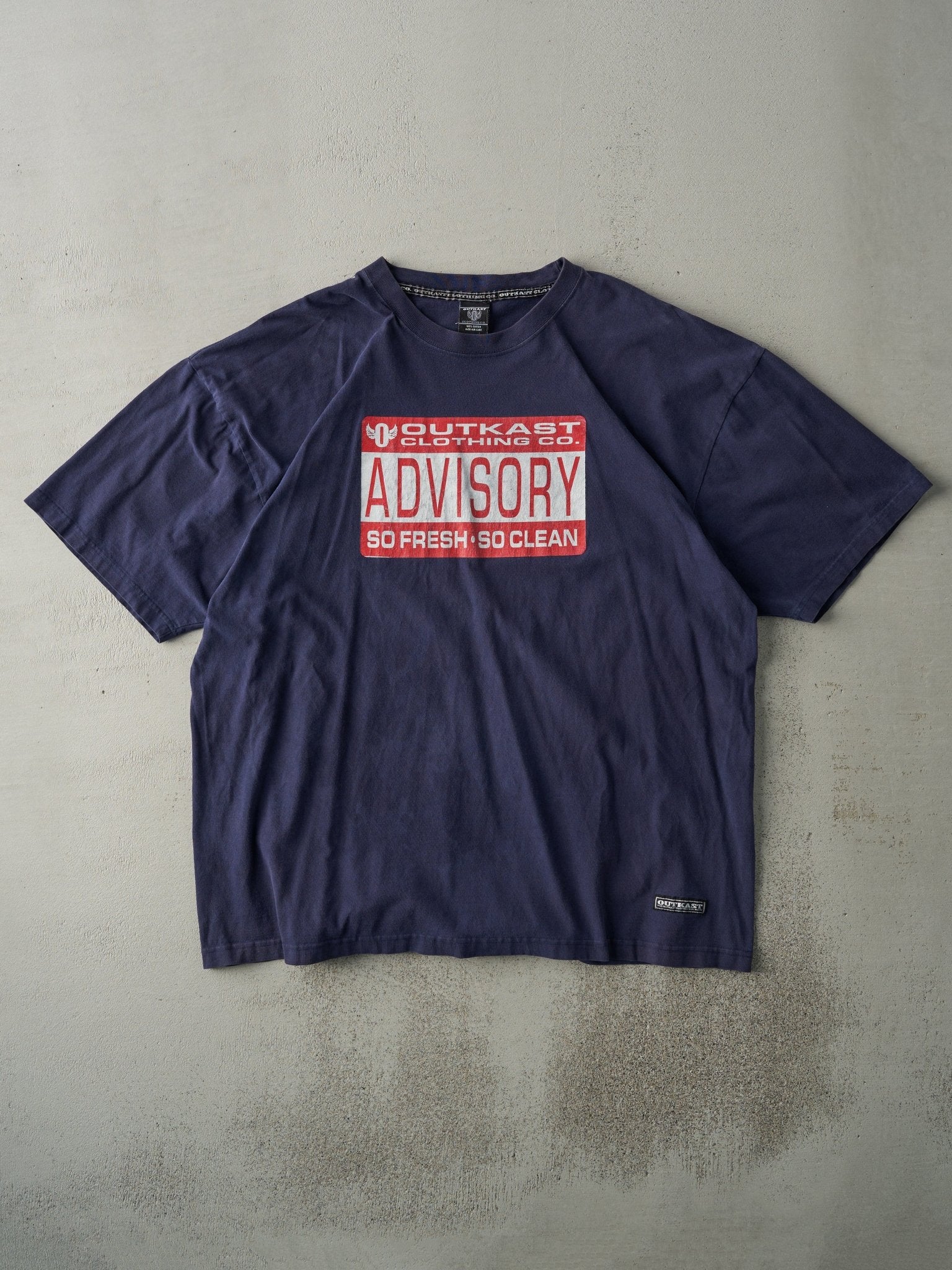 Vintage Y2K Navy Blue Advisory Outkast Clothing Co Tee (XL)