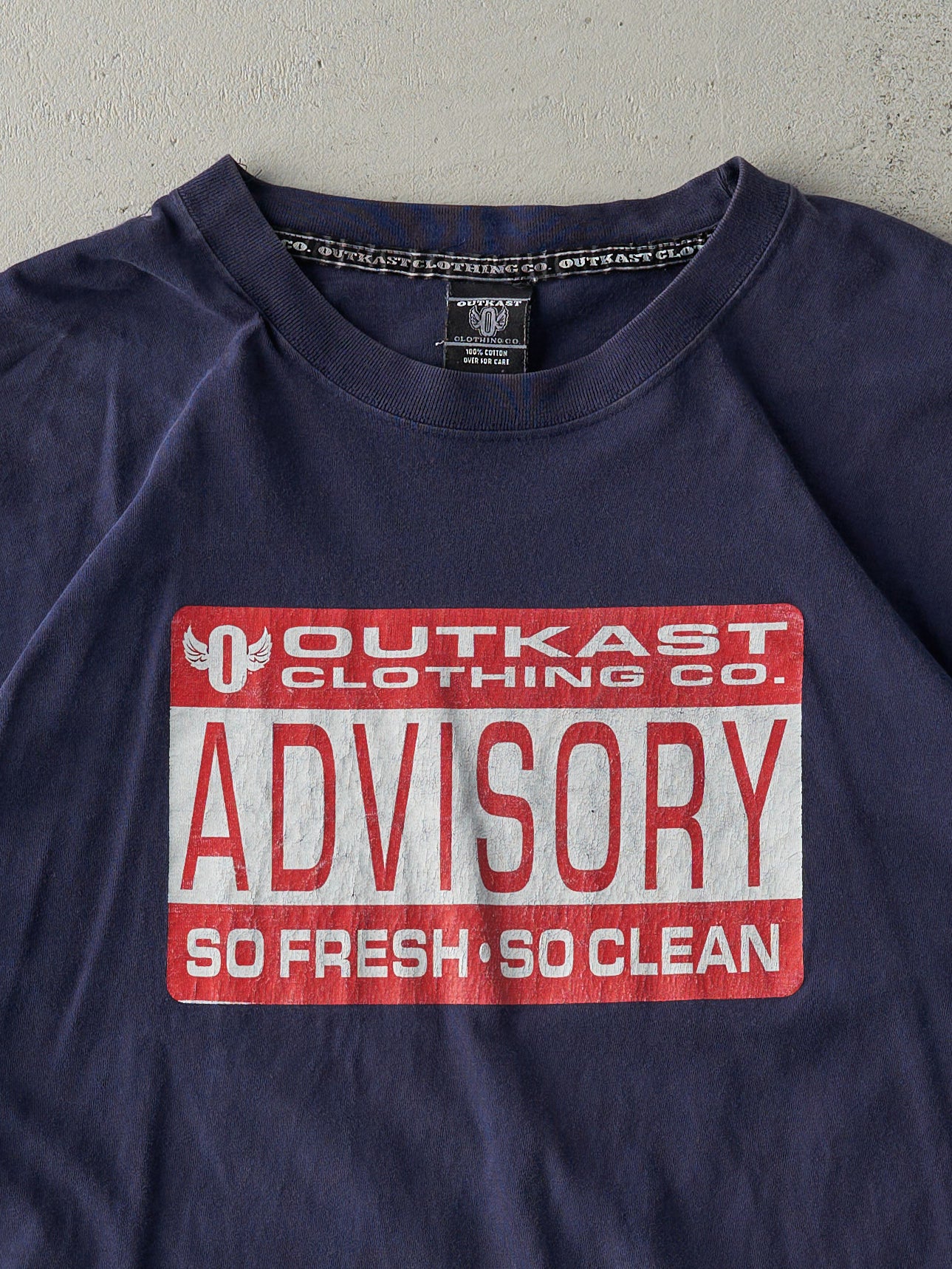 Vintage Y2K Navy Blue Advisory Outkast Clothing Co Tee (XL)