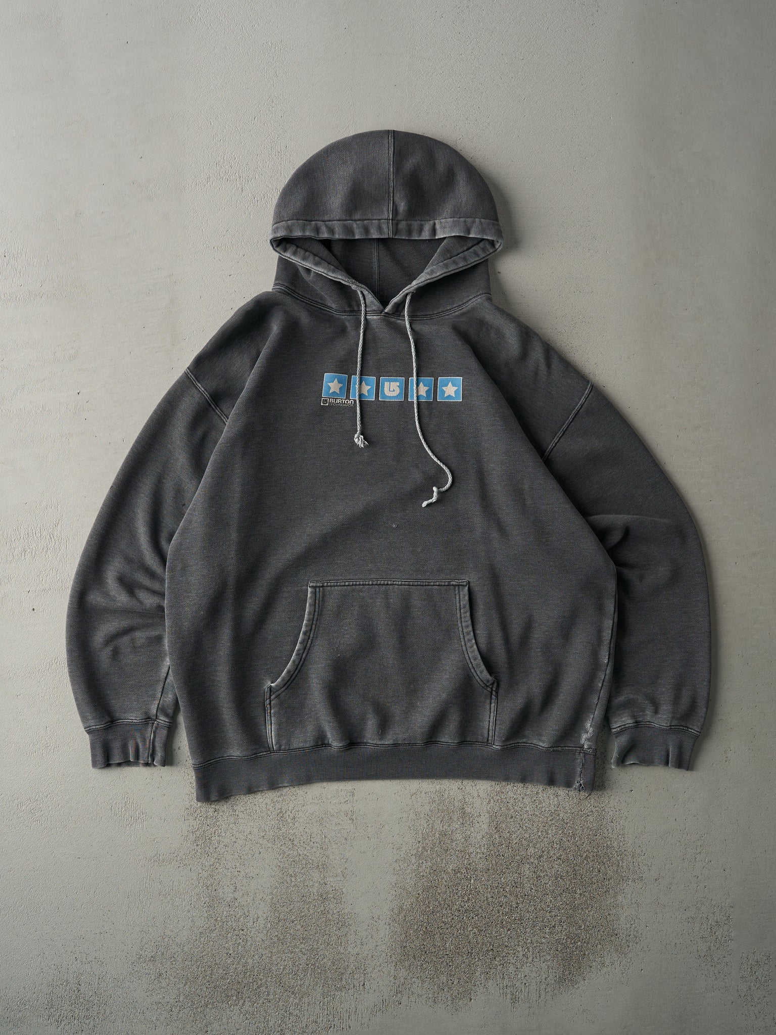 Vintage 90s Washed Grey Burton Snowboards Hoodie (L/XL)