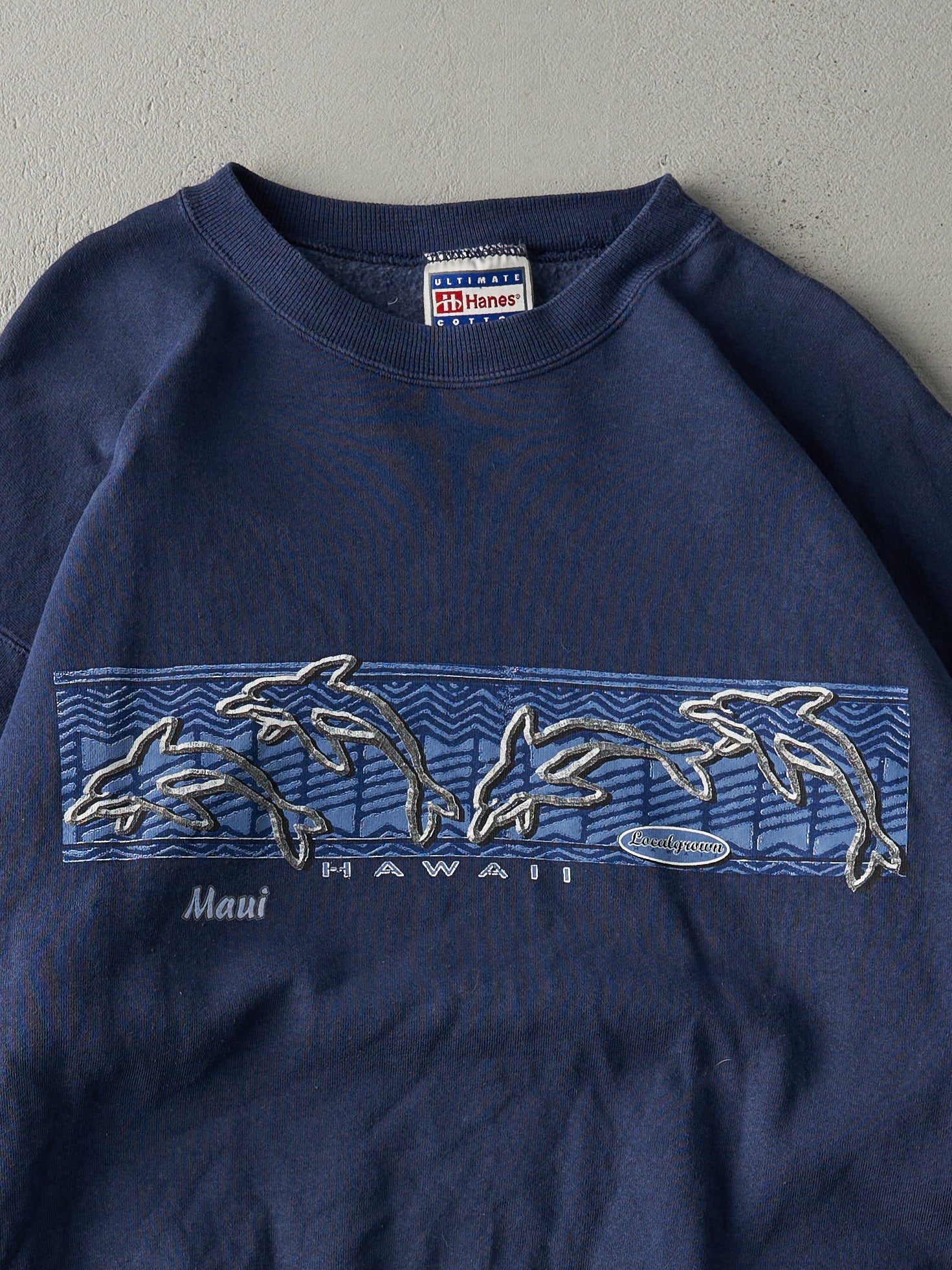 Vintage 90s Navy Blue Maui Hawaii Nature Crewneck (M)