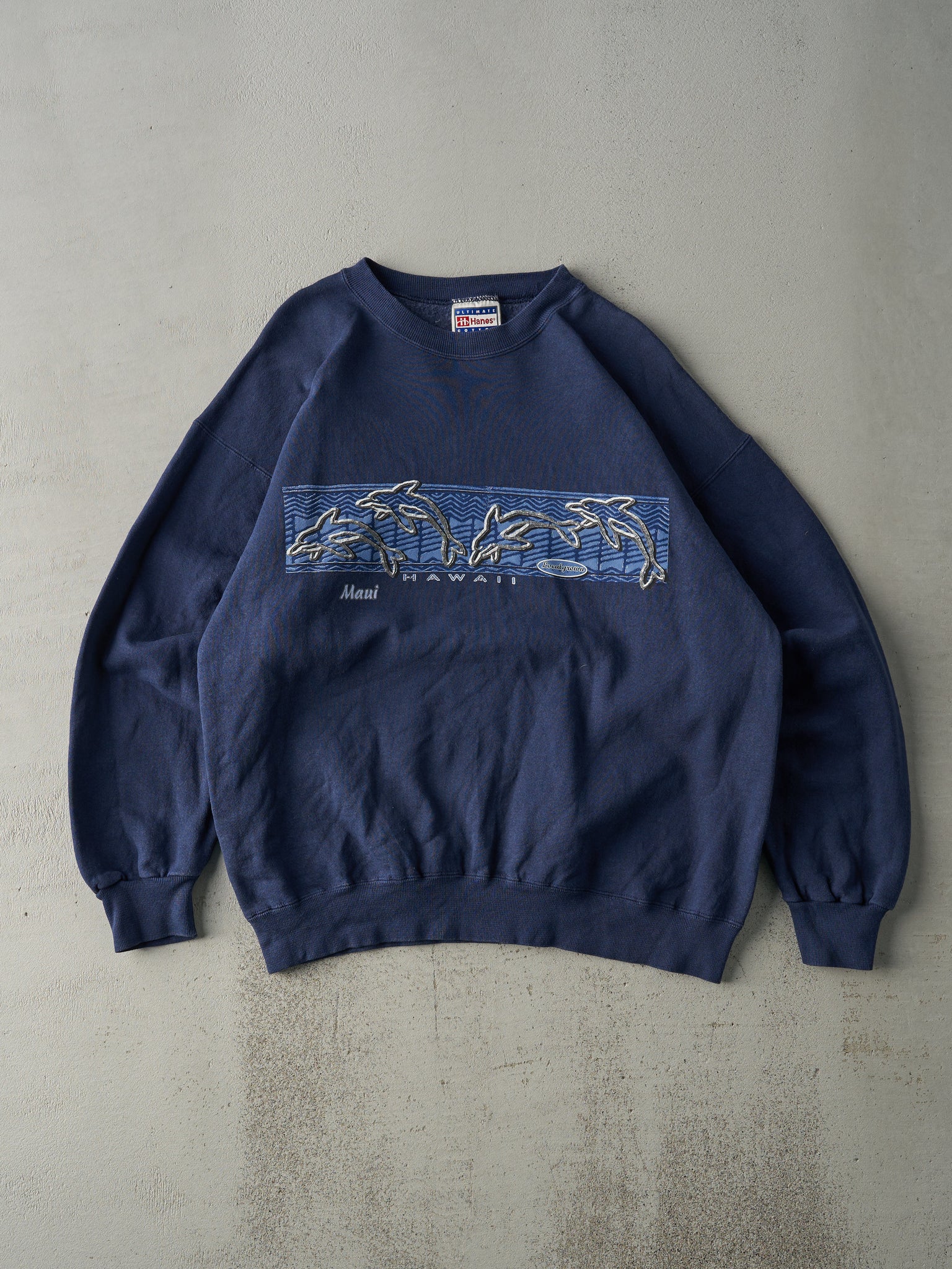 Vintage 90s Navy Blue Maui Hawaii Nature Crewneck (M)