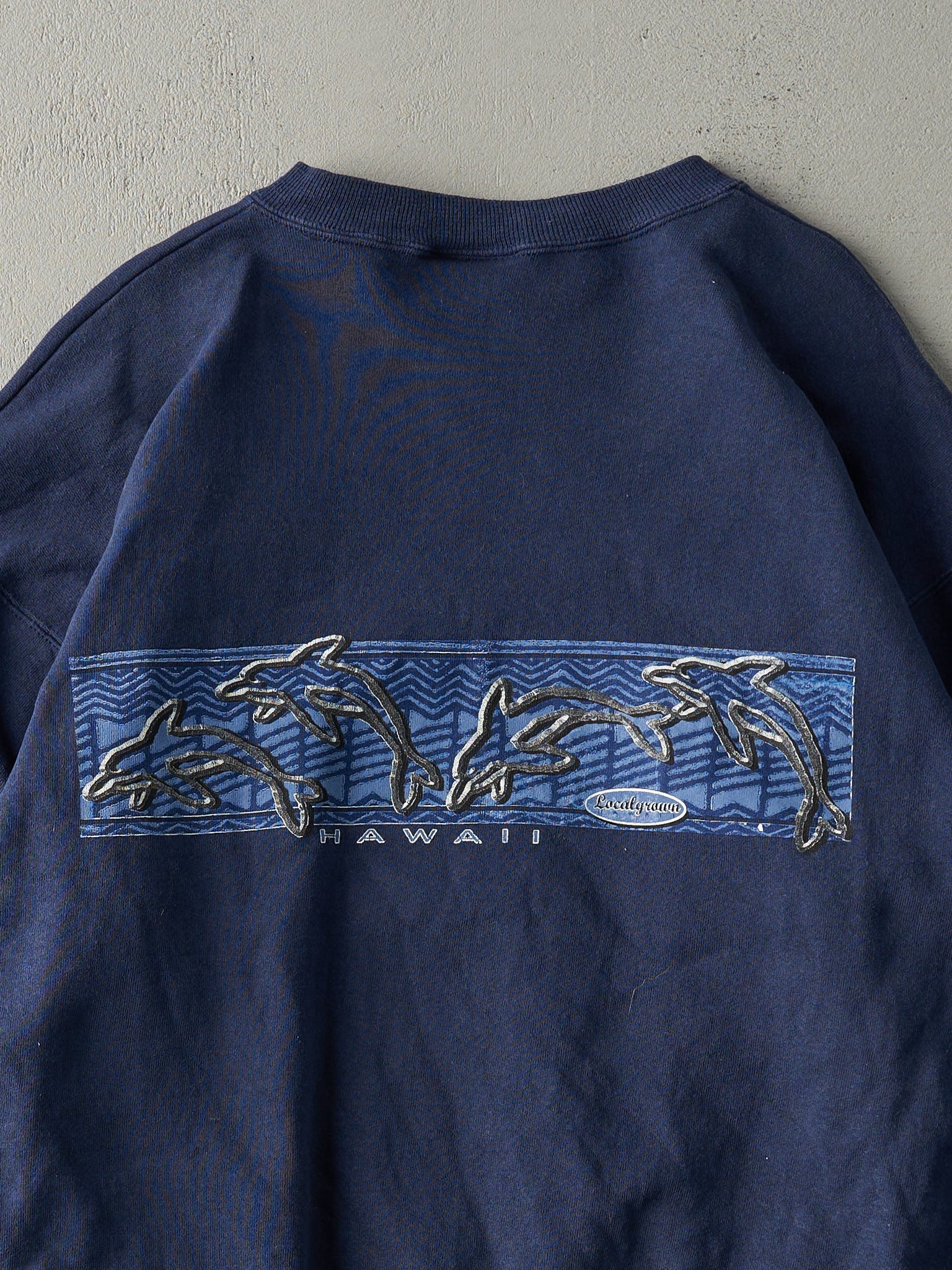 Vintage 90s Navy Blue Maui Hawaii Nature Crewneck (M)