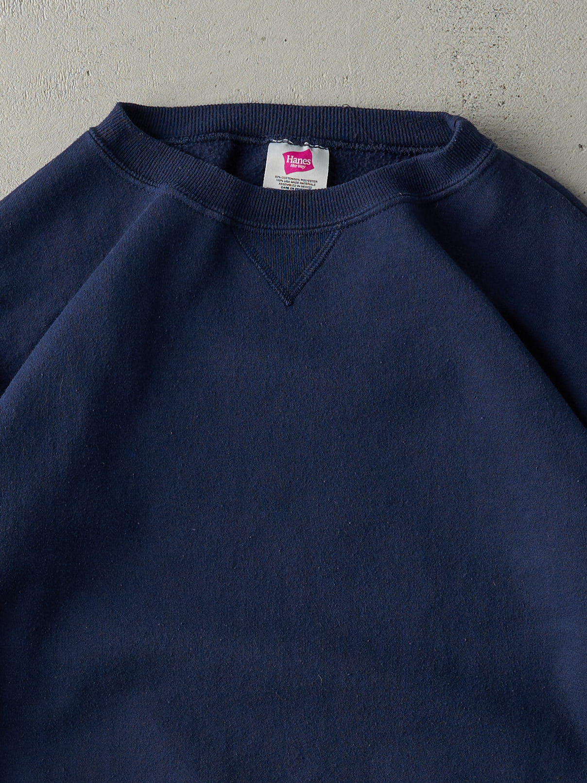 Vintage 90s Navy Blue Blank Crewneck (M)