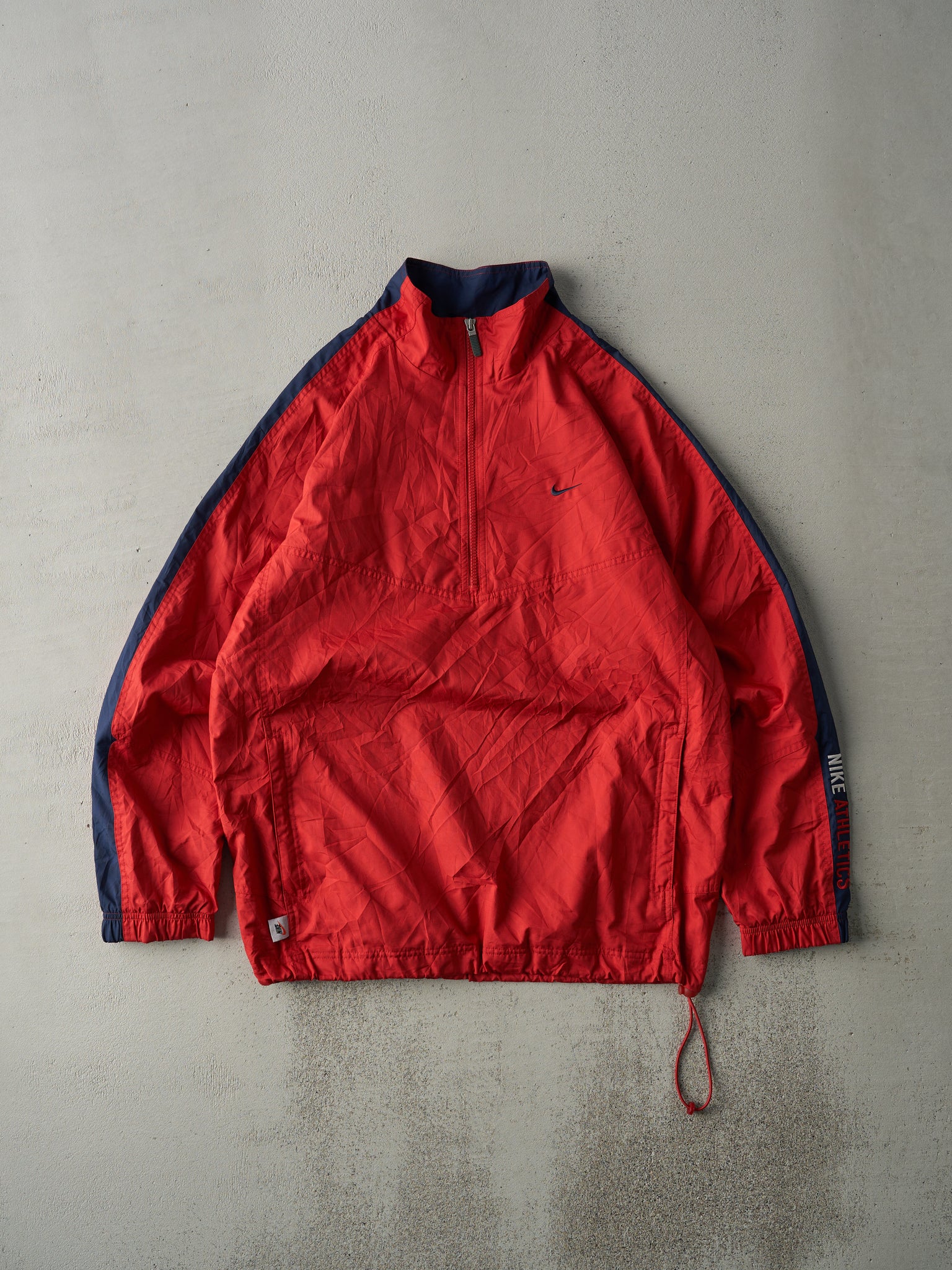 Vintage 90s Red and Navy Nike Swoosh Quarter Zip Windbreaker Jacket (M/L)