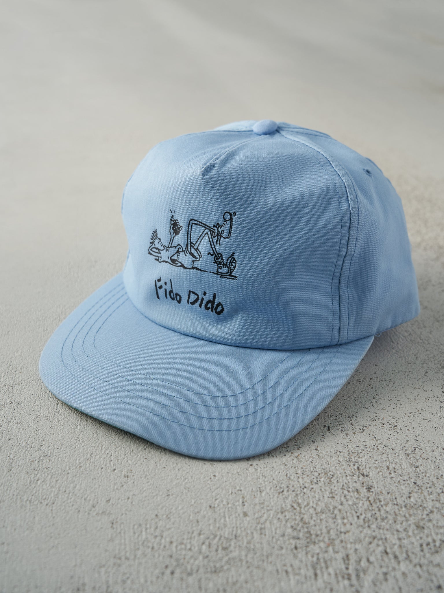 Vintage 90s Baby Blue "Fido Dido" 7UP Snapback Hat