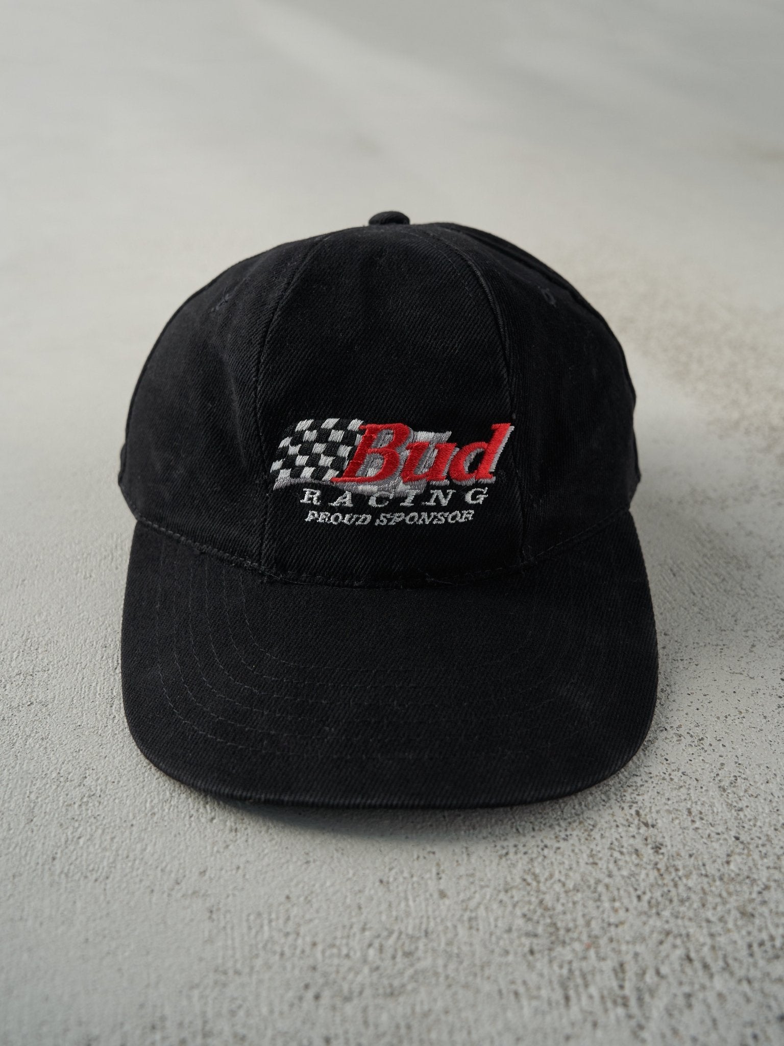Vintage 90s Black Budweiser Racing Strapback Hat