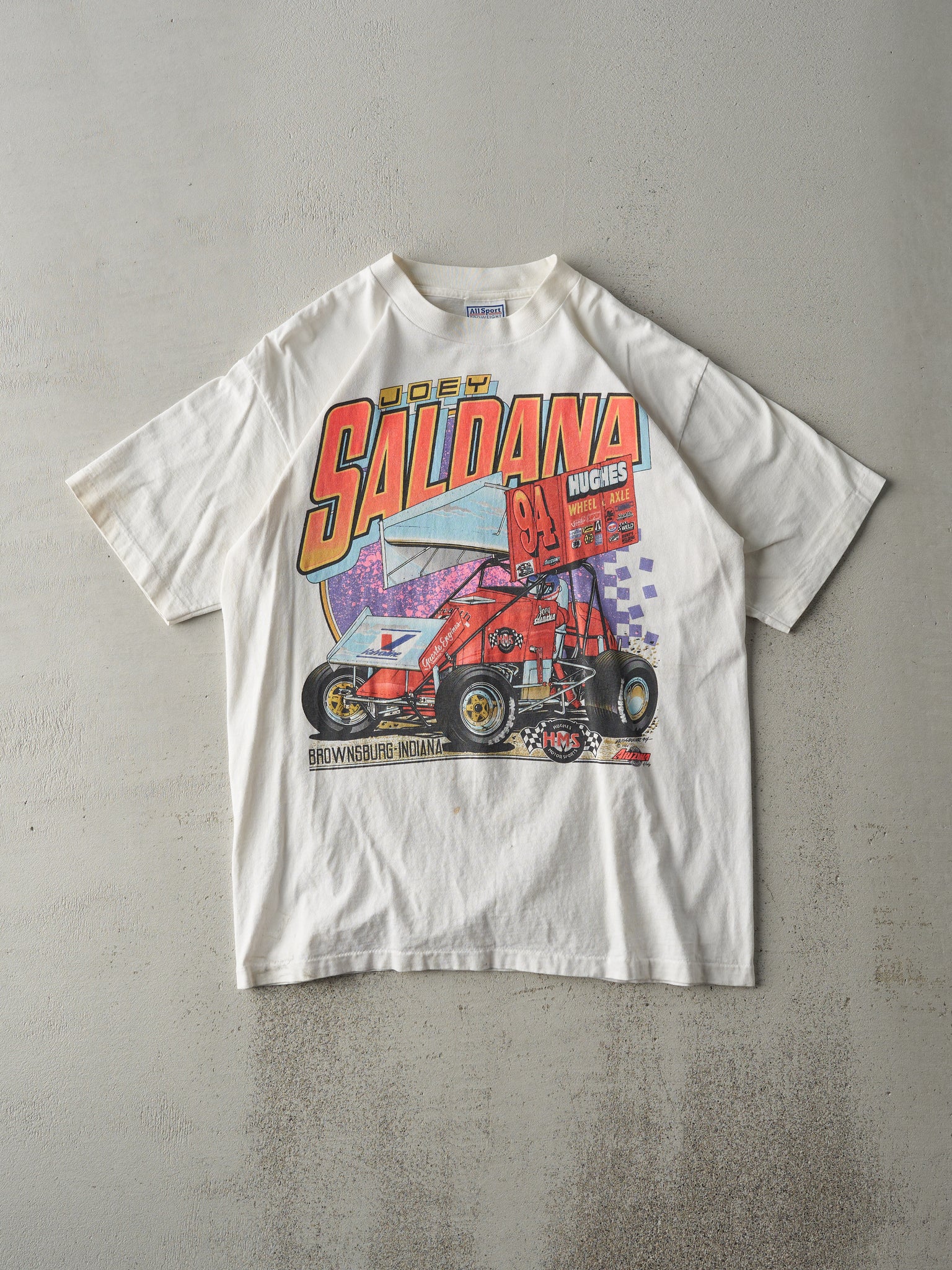 Vintage 94' White Joey Saldana Racing Single Stitch Tee (M)