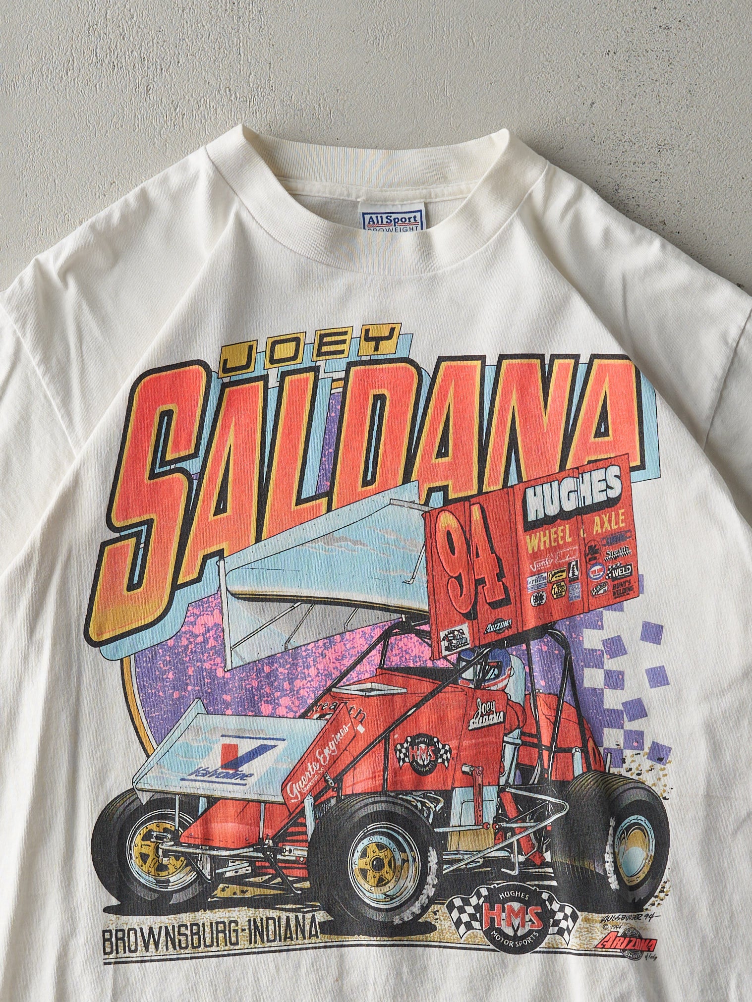 Vintage 94' White Joey Saldana Racing Single Stitch Tee (M)