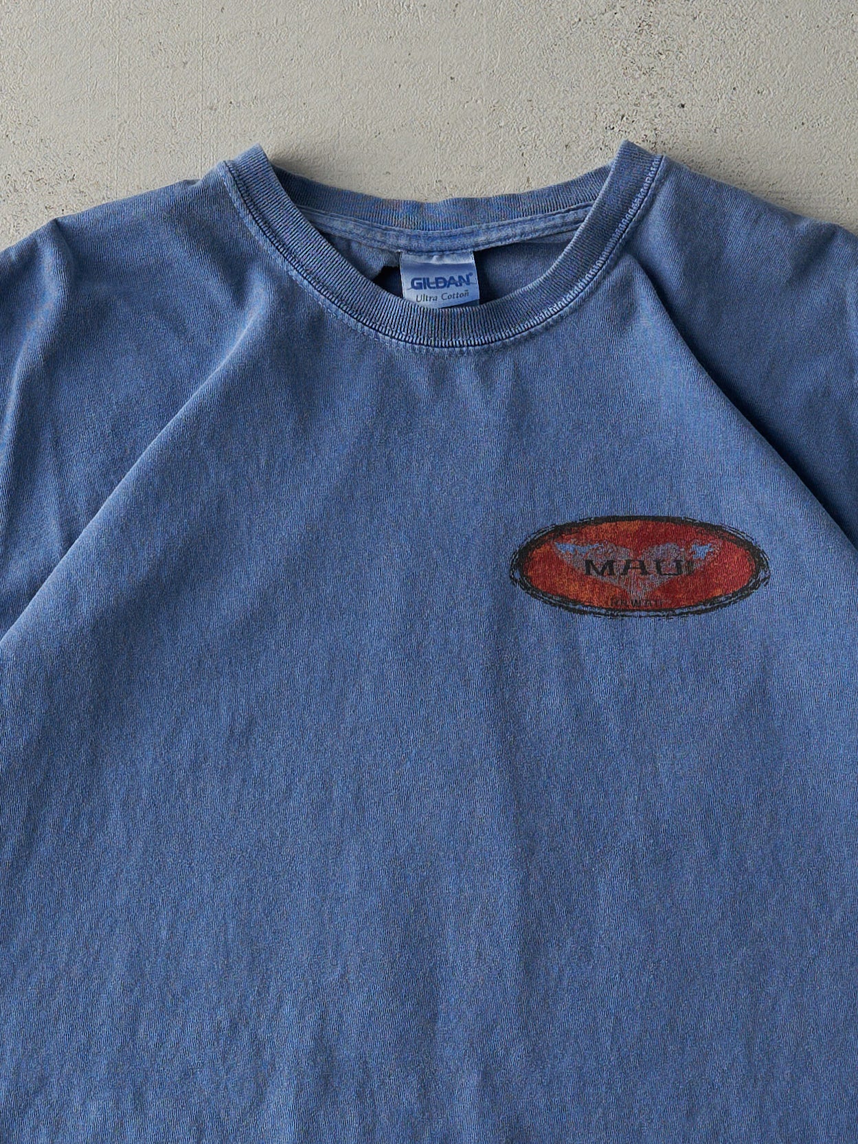 Vintage Y2K Washed Blue Maui Hawaii Tee (L)