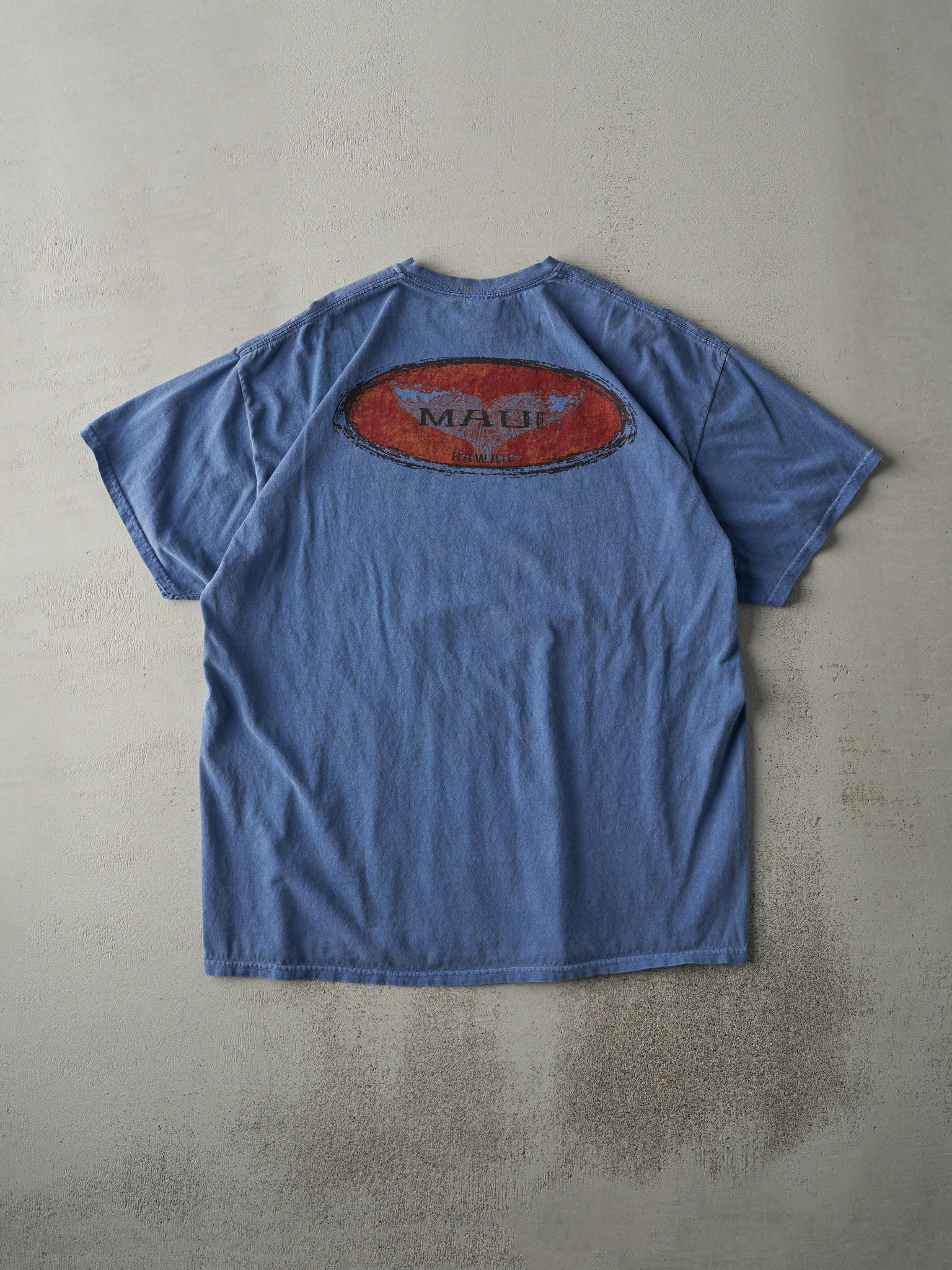 Vintage Y2K Washed Blue Maui Hawaii Tee (L)