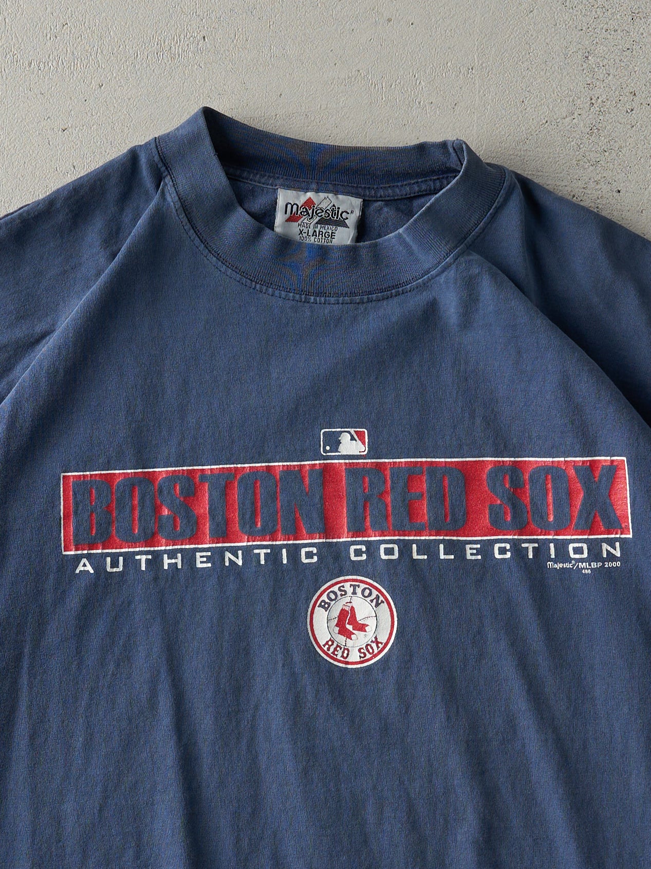 Vintage 00' Faded Navy Boston Red Sox Boxy Tee (XL)