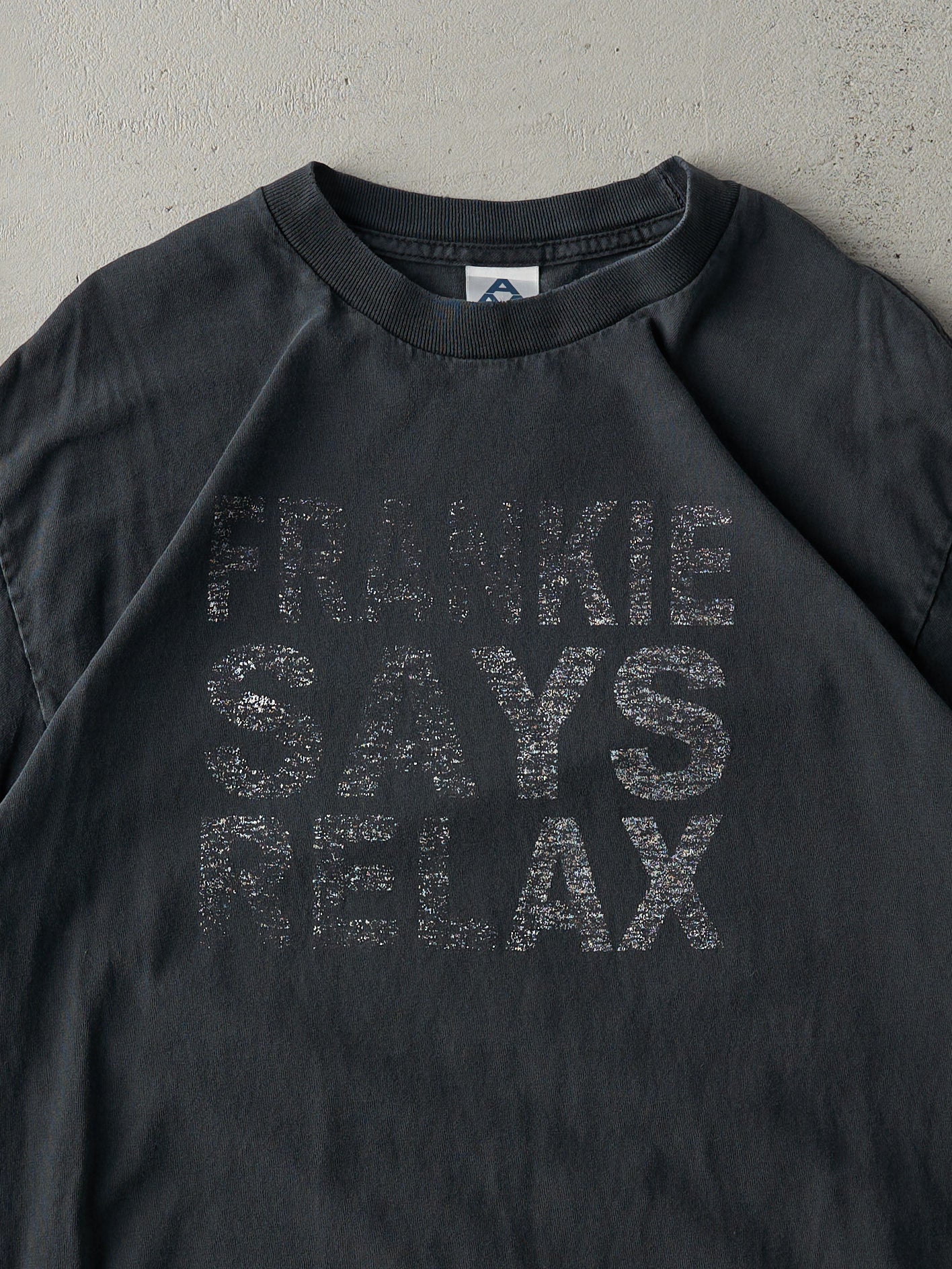 Vintage Y2K Faded Black "Frankie Says Relax" Frankie Goes to Hollywood Band Tee (M)