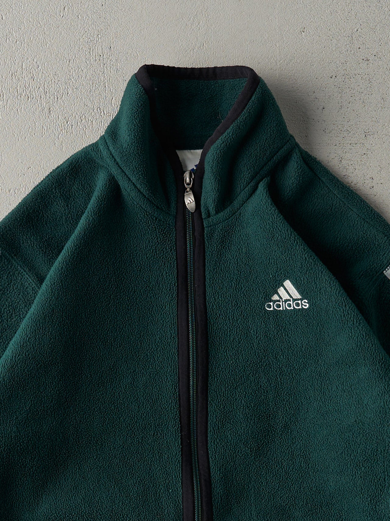 Vintage 90s Forest Green Adidas Fleece Zip Up Sweater (M)