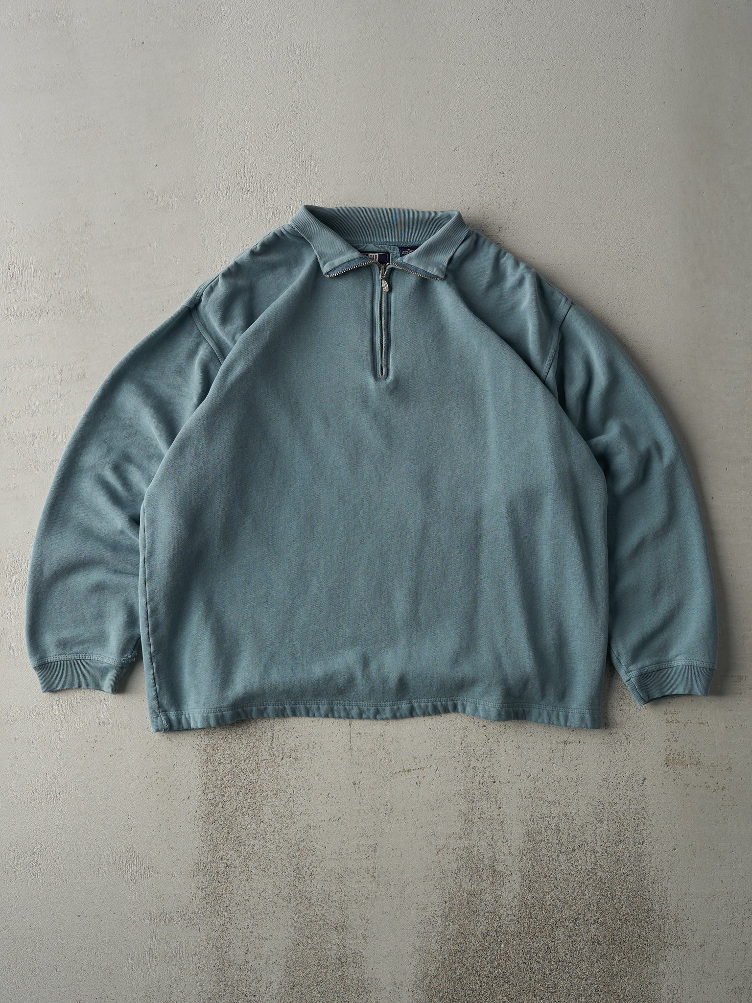 Vintage Y2K Faded Blue Gap Blank Boxy Quarter Zip (L)