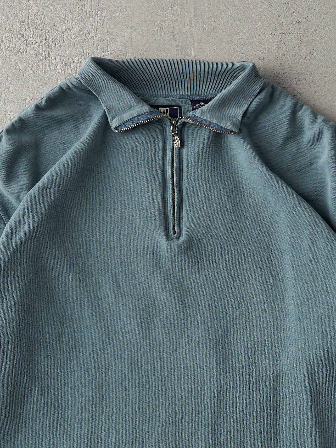 Vintage Y2K Faded Blue Gap Blank Boxy Quarter Zip (L)