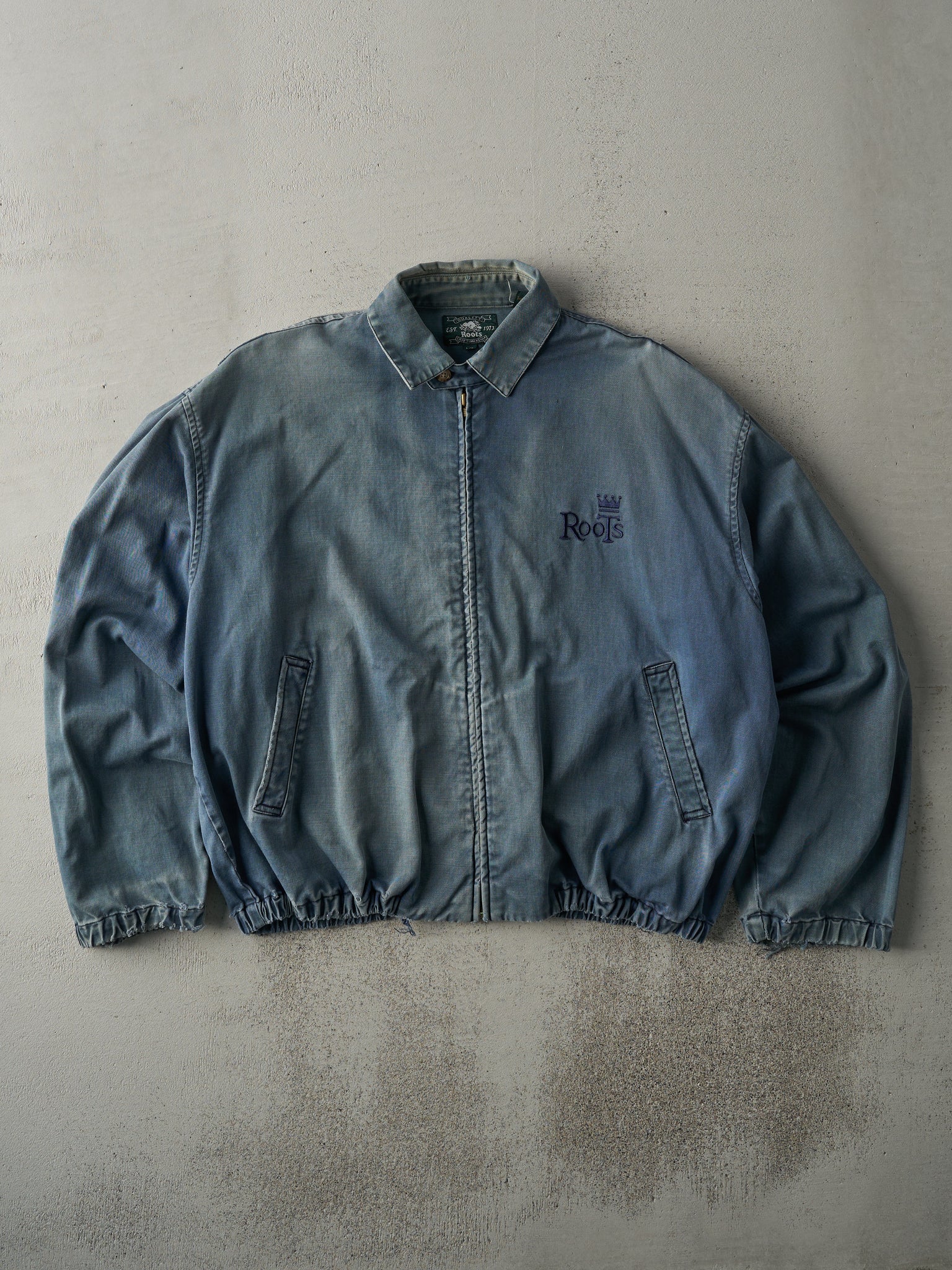 Vintage 80s Washed Blue Roots Work Jacket (L)