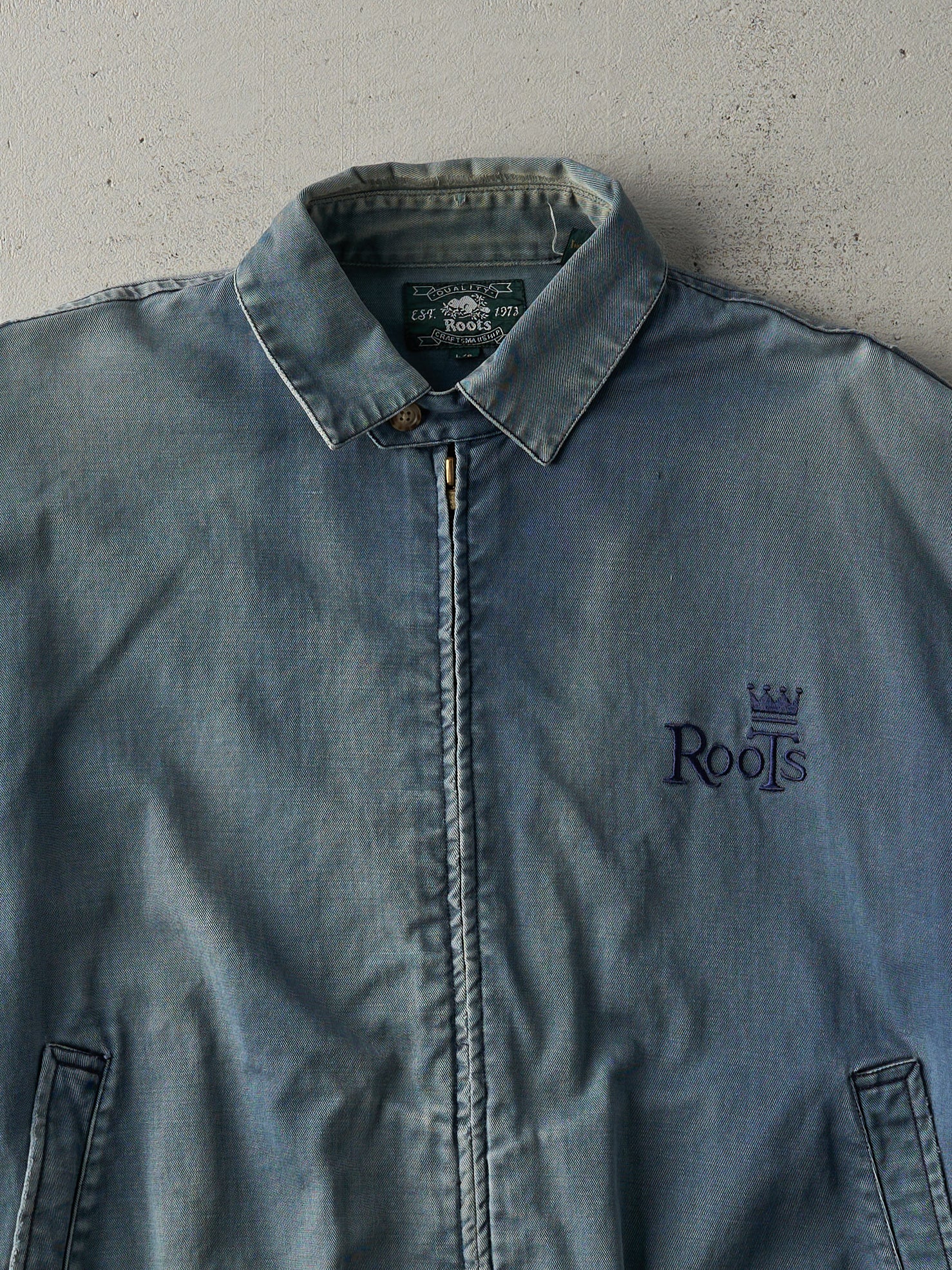 Vintage 80s Washed Blue Roots Work Jacket (L)