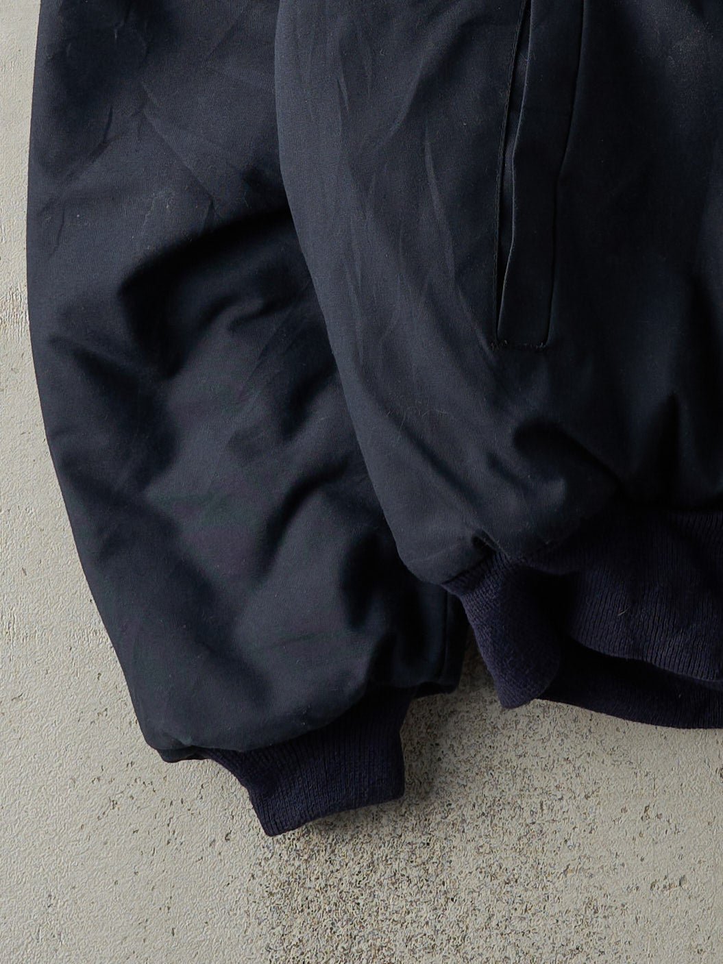 Vintage 80s Navy Blue NYU School of Law Bomber Jacket (L)