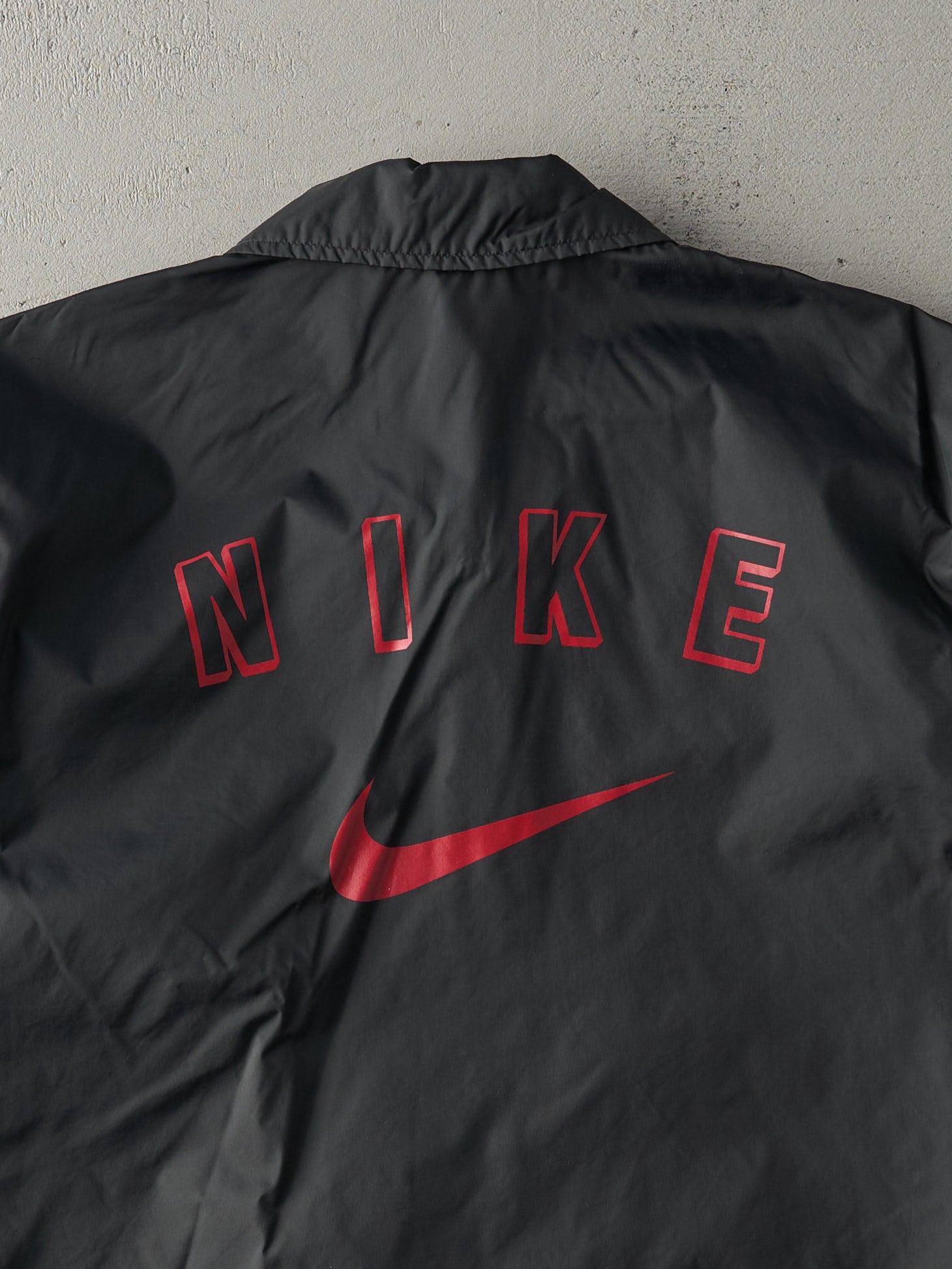 Vintage 90s Black and White Button Up Nike Swoosh Windbreaker Jacket (M)