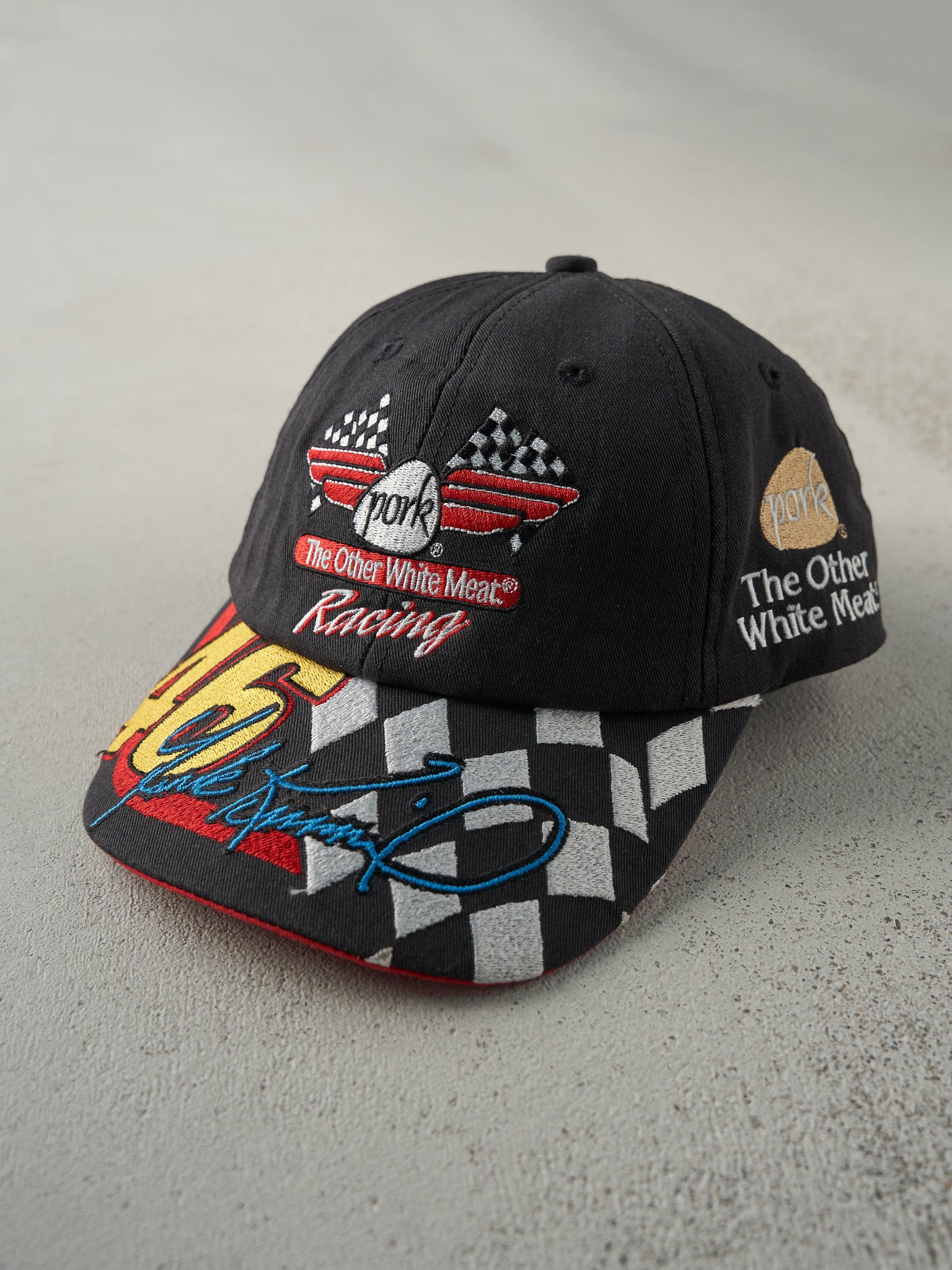 Vintage Y2K Black 46 Frank Kimmel ARCA Racing Velcro Hat