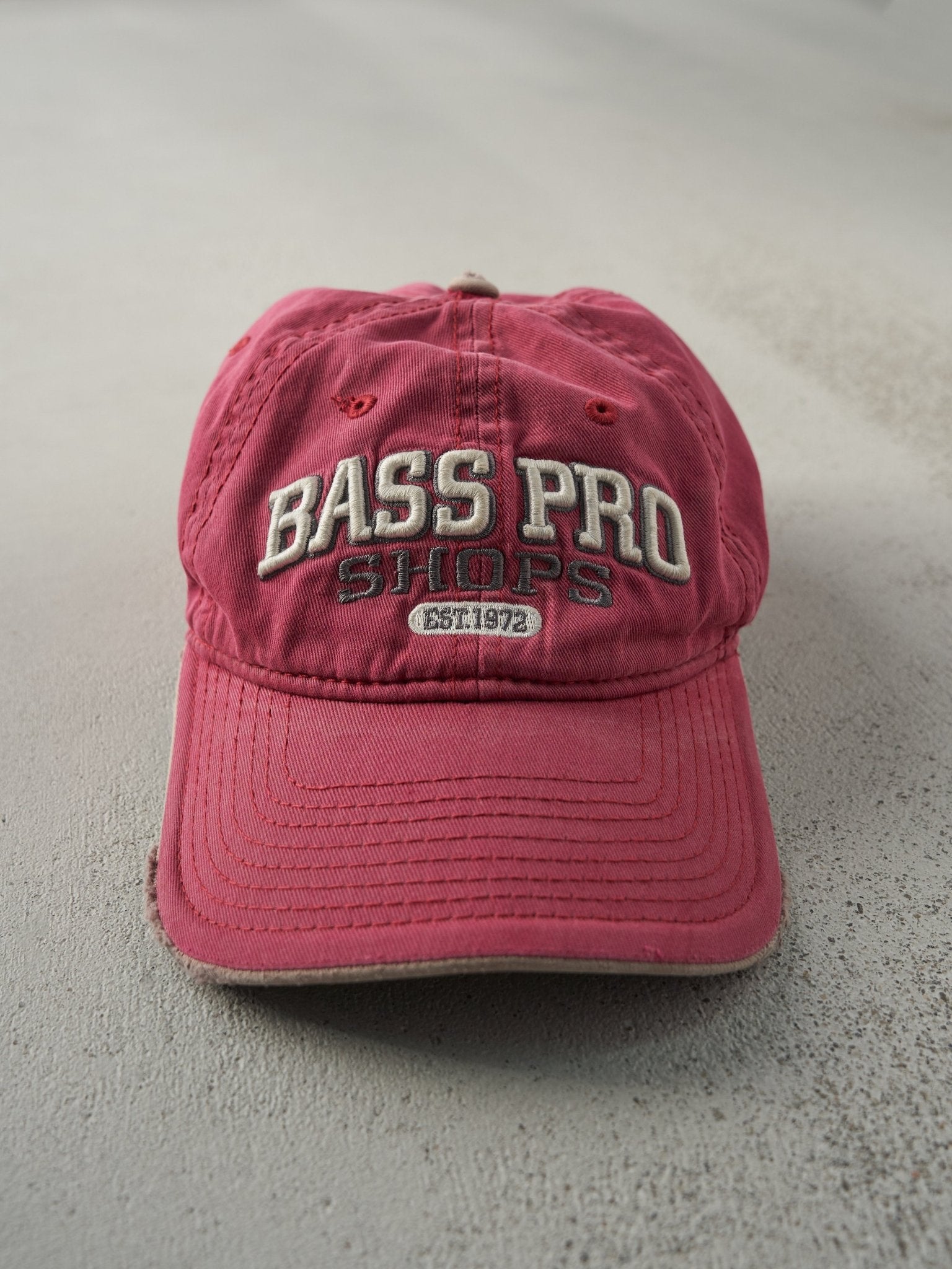 Vintage Y2K Faded Red Bass Pro Shops Strapback Hat