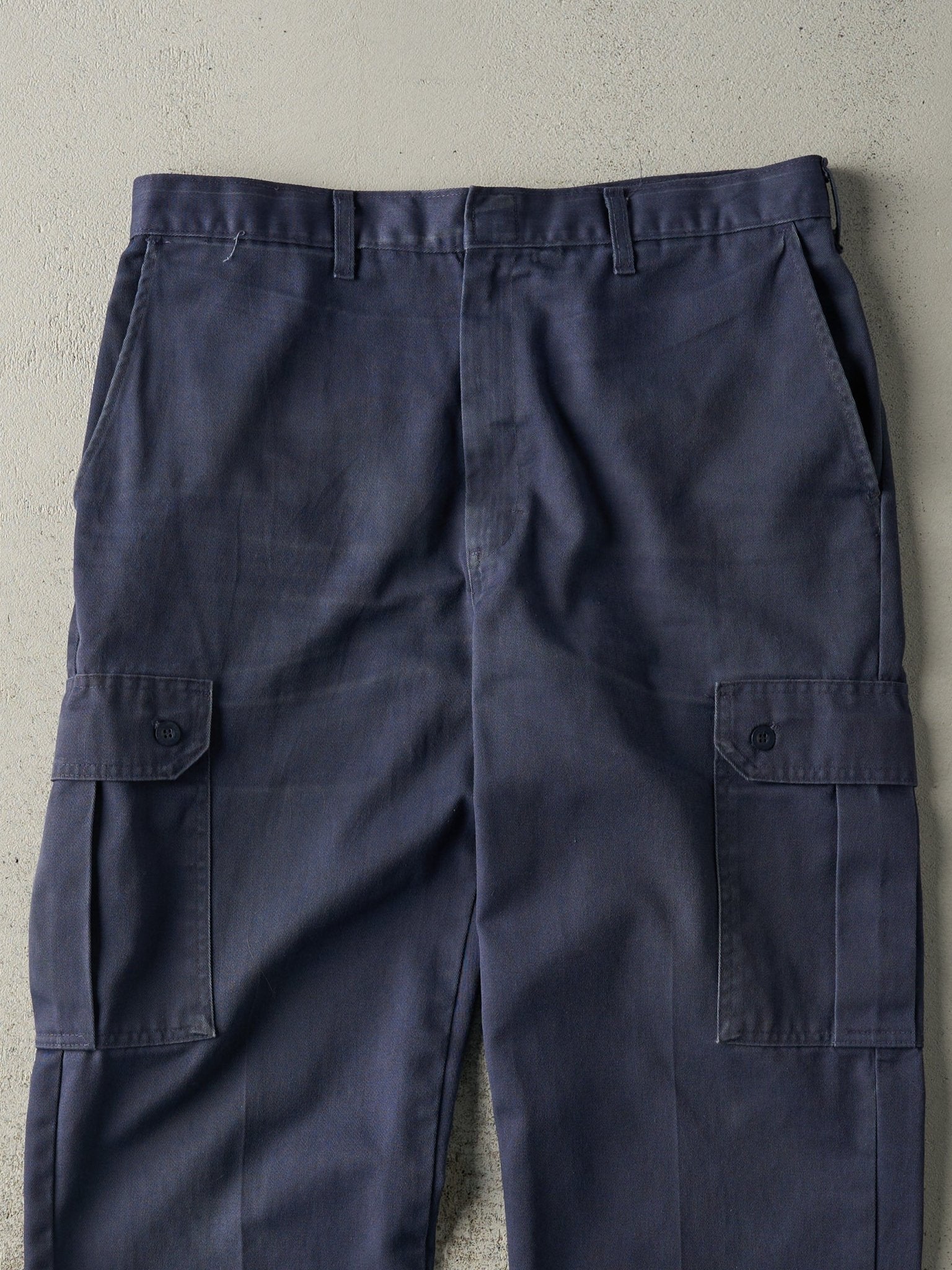 Vintage 80s Navy Blue Military Cargo Pants (35x30)