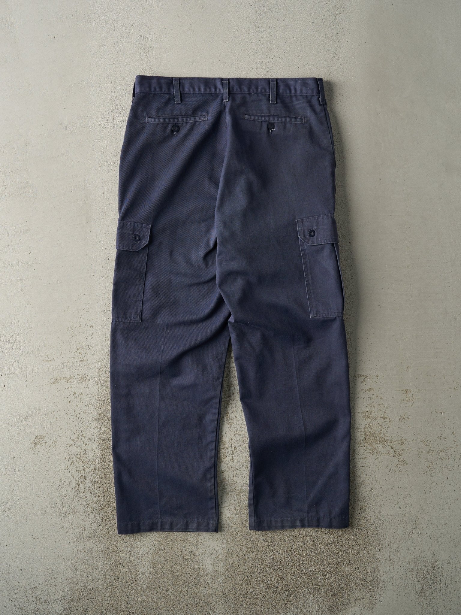 Vintage 80s Navy Blue Military Cargo Pants (35x30)