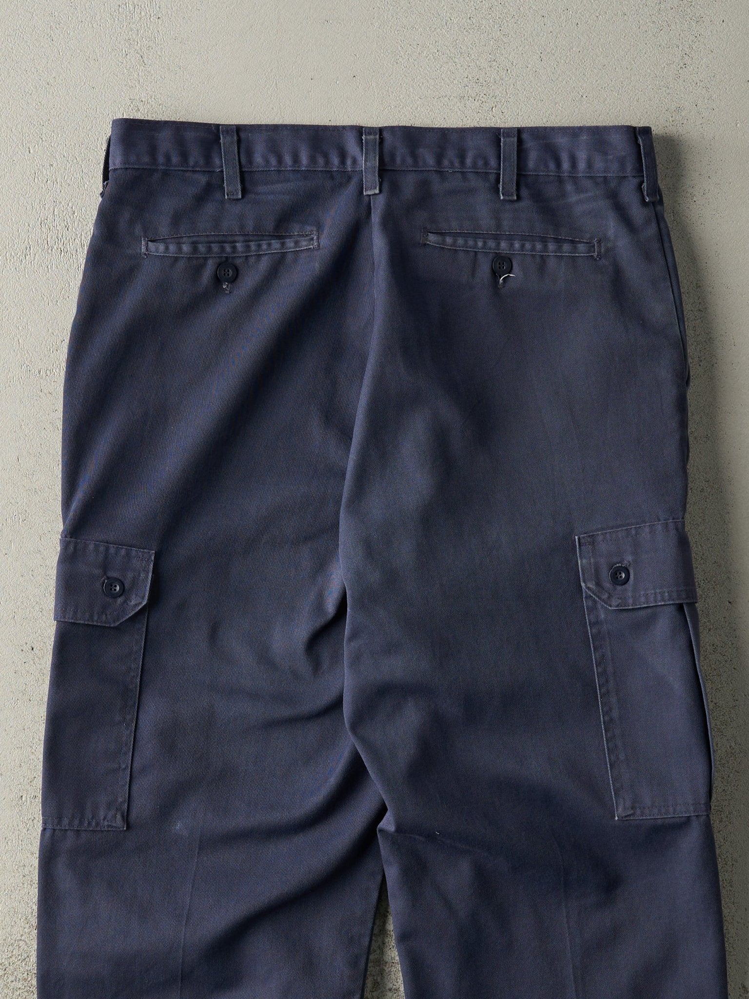 Vintage 80s Navy Blue Military Cargo Pants (35x30)