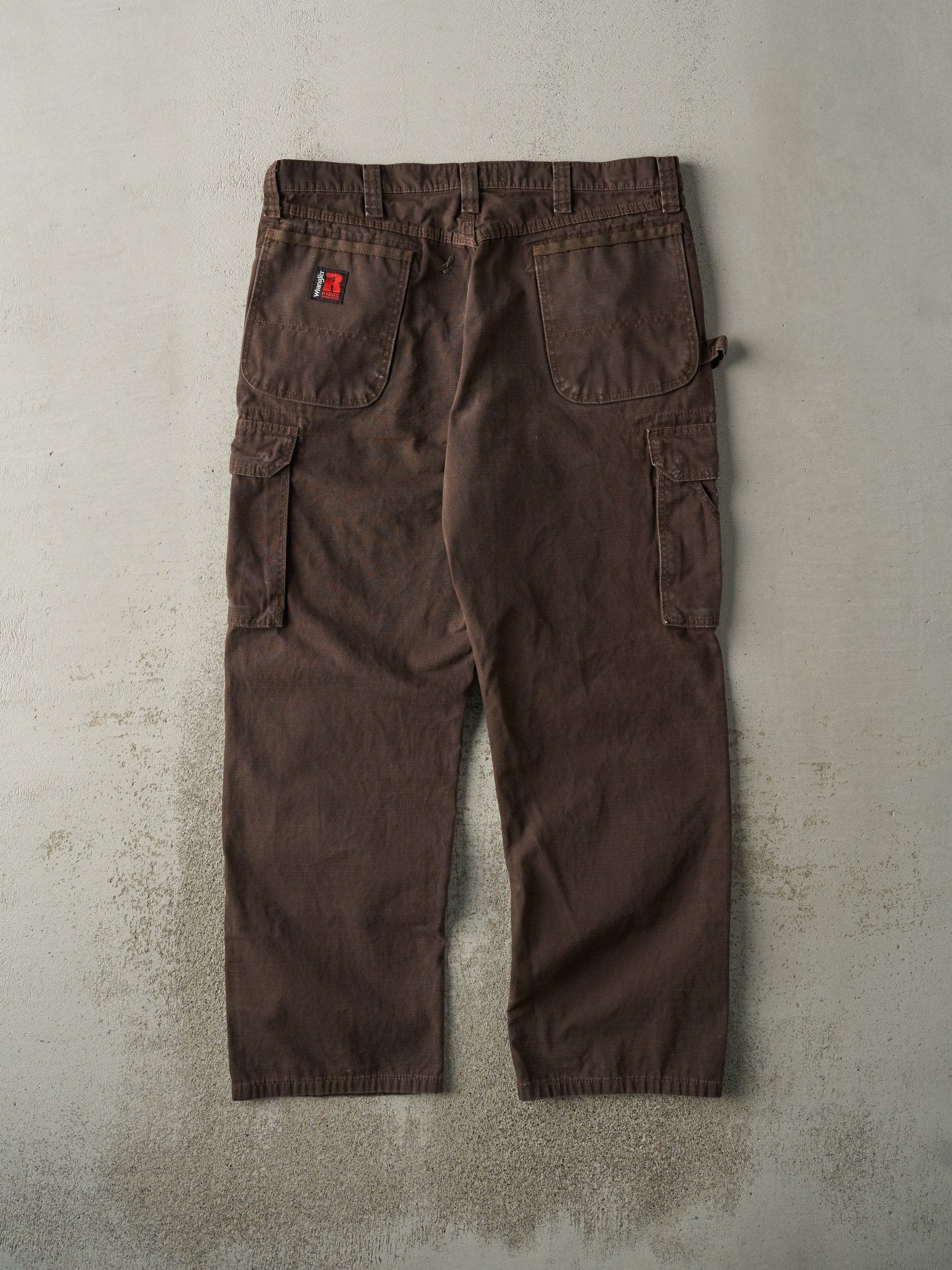 Vintage 90s Brown Wrangler Riggs Double Knee Carpenter Ripstop Pants (36x31)