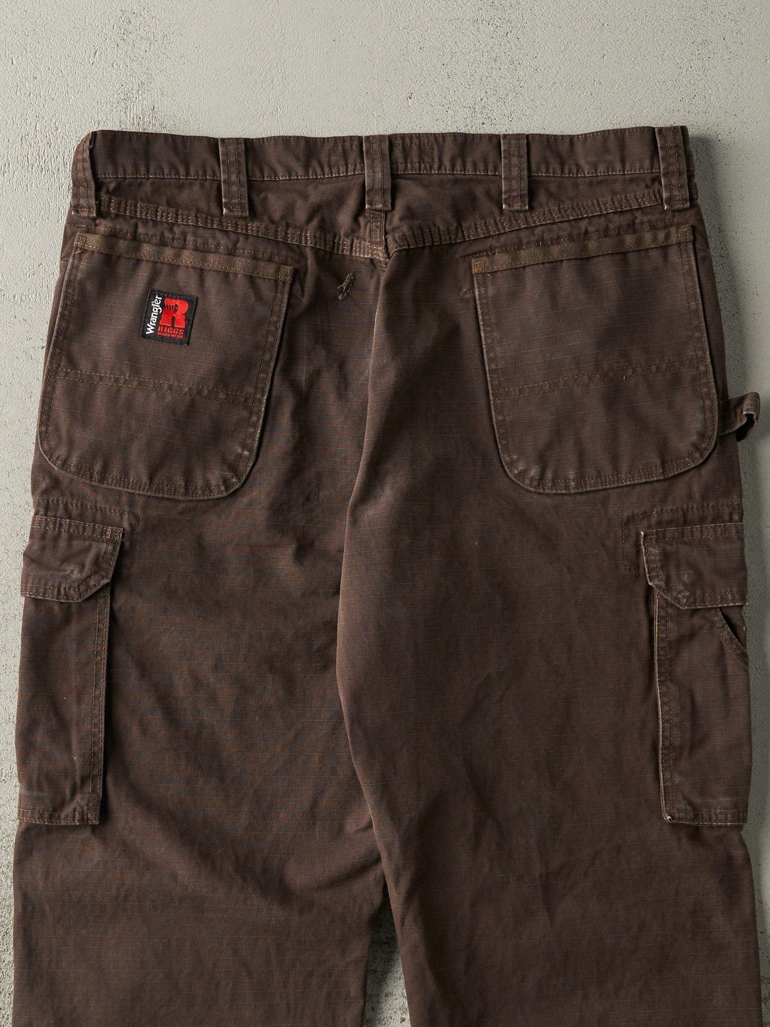 Vintage 90s Brown Wrangler Riggs Double Knee Carpenter Ripstop Pants (36x31)