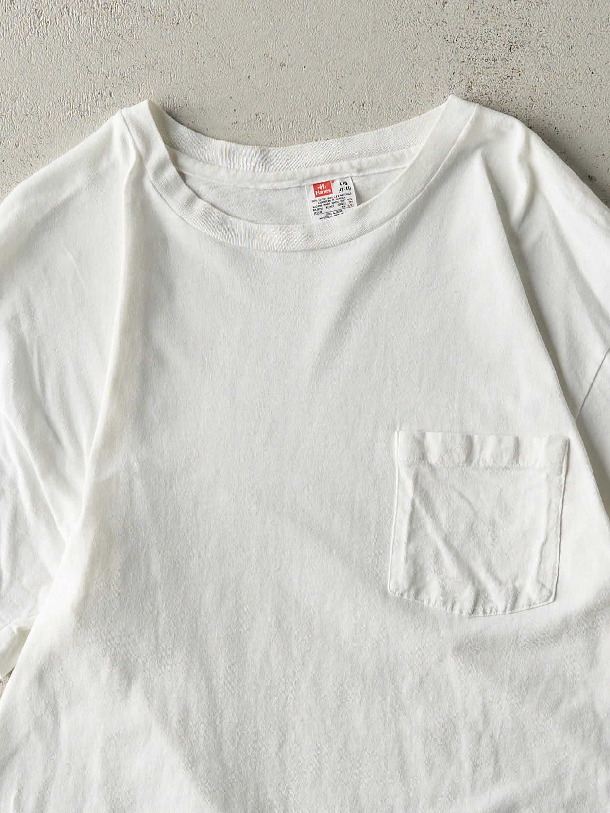 Vintage 80s White Blank Single Stitch Pocket Tee (S)