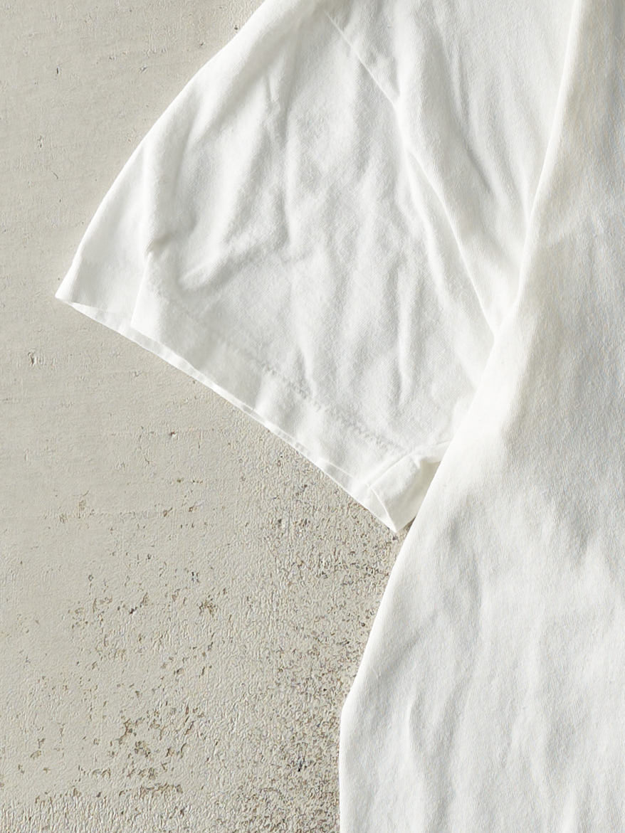 Vintage 80s White Blank Single Stitch Pocket Tee (S)