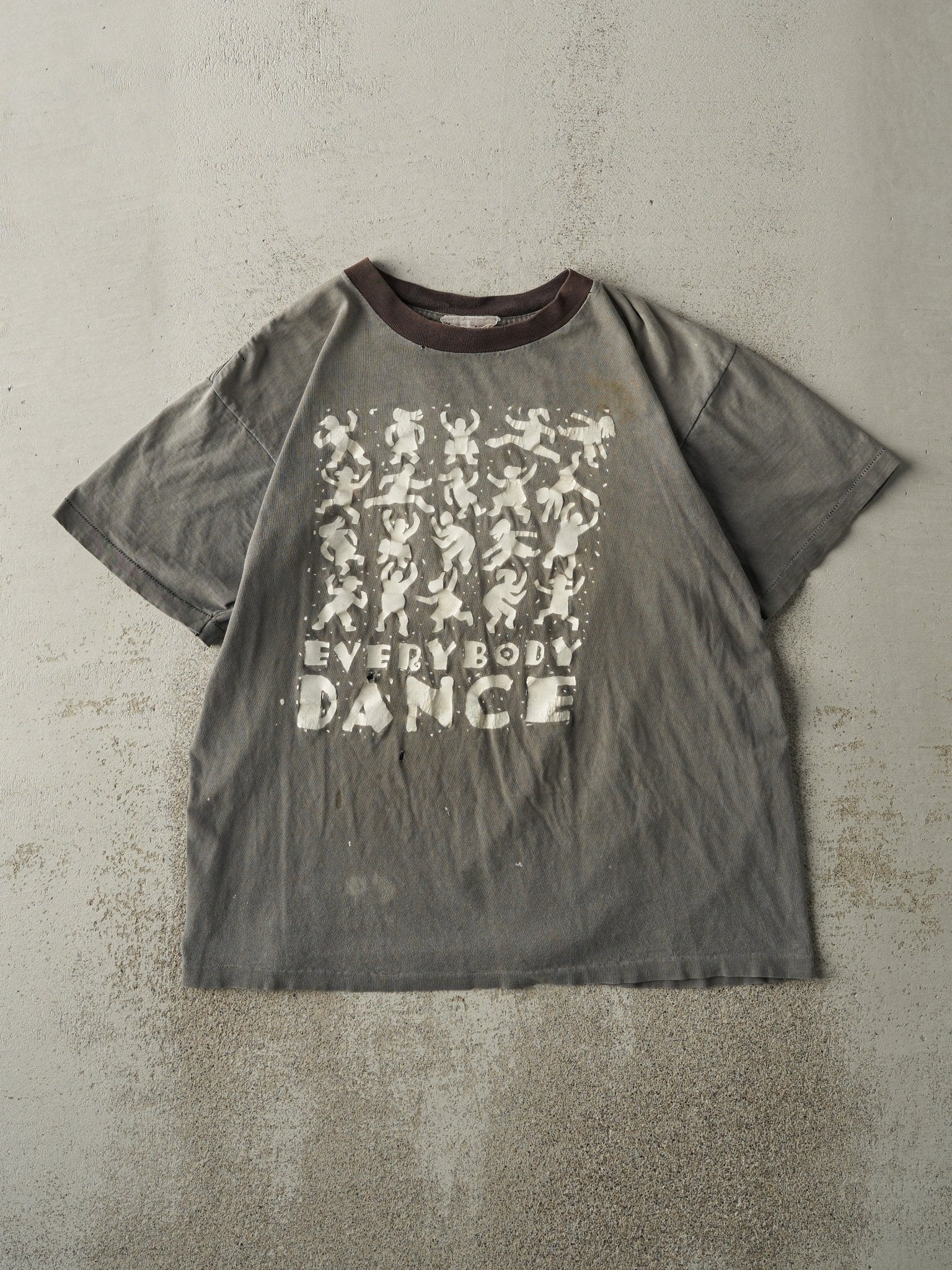 Vintage 90s Sun Faded Grey Everybody Dance Single Stitch Tee (M)