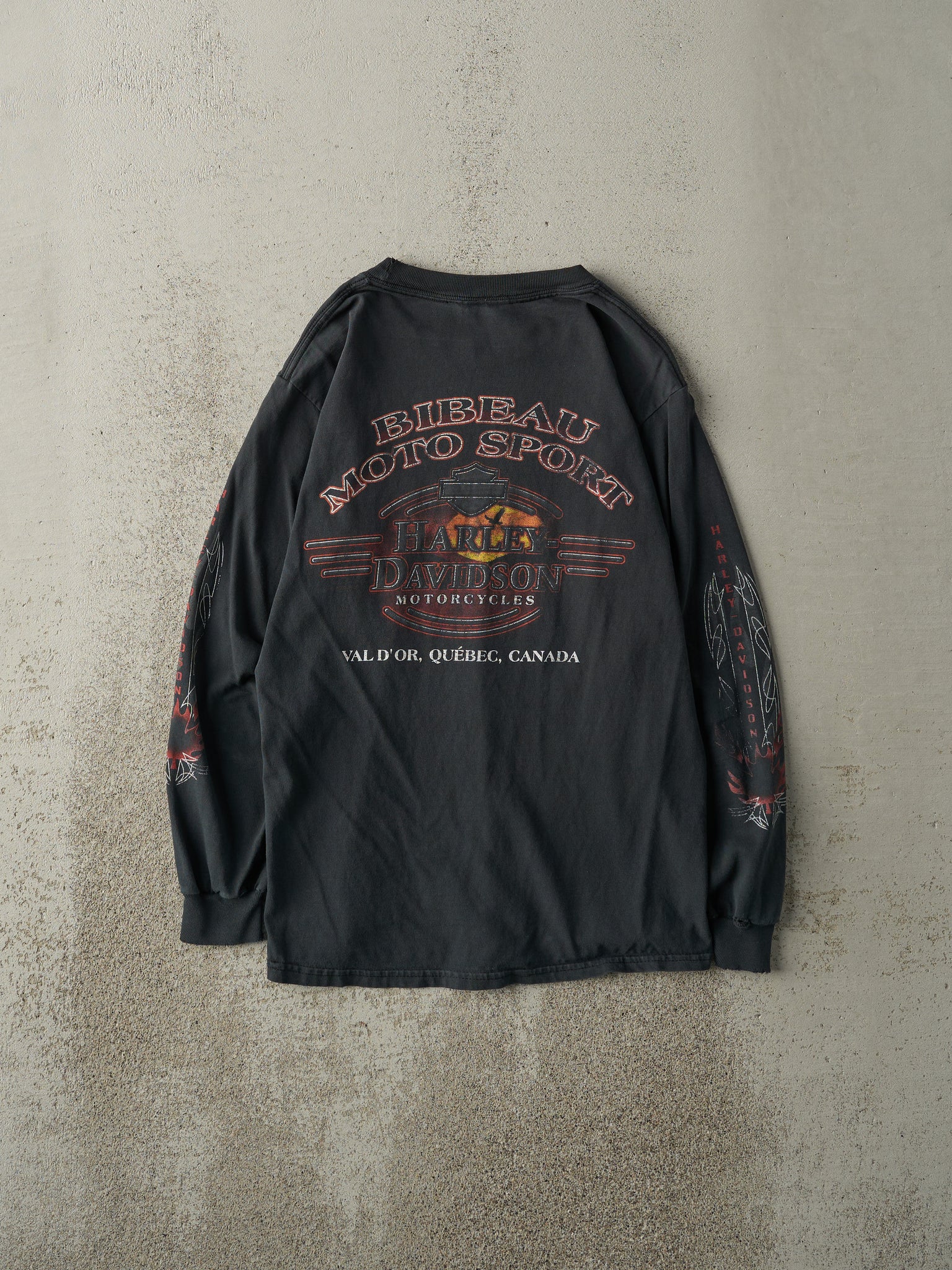 Vintage 04' Black Quebec Canada Harley Davidson Long Sleeve (XS)