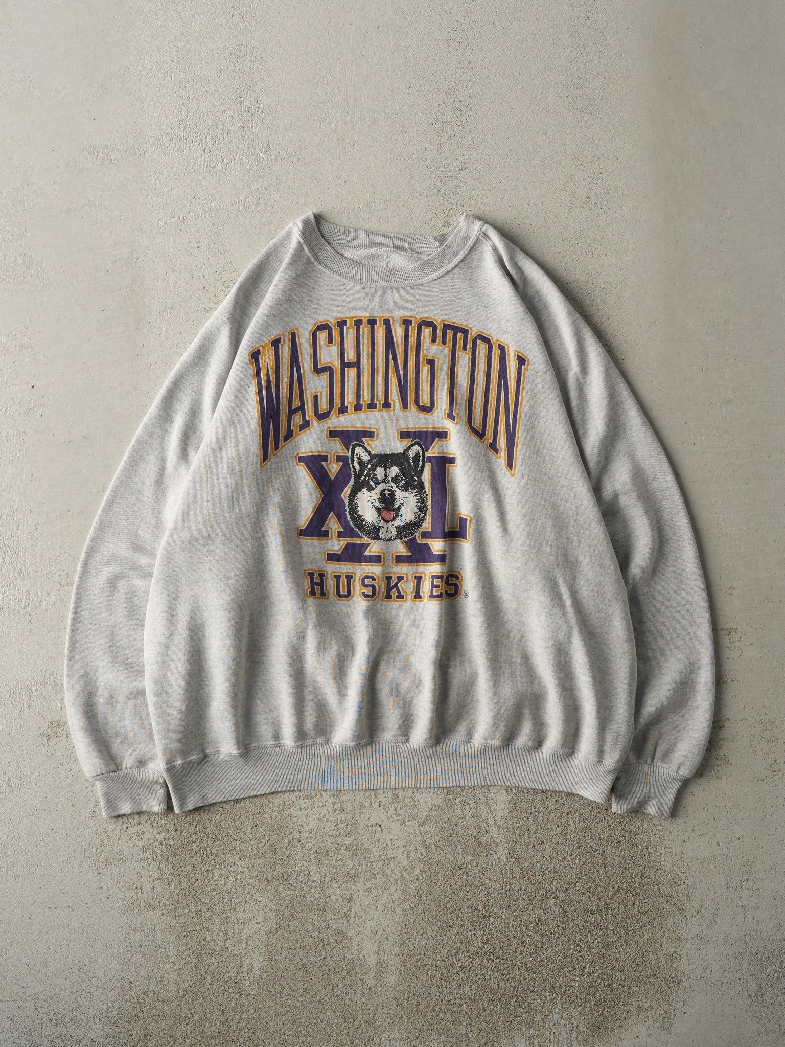 Vintage 90s Heather Grey Washington Huskies Crewneck (XXL)