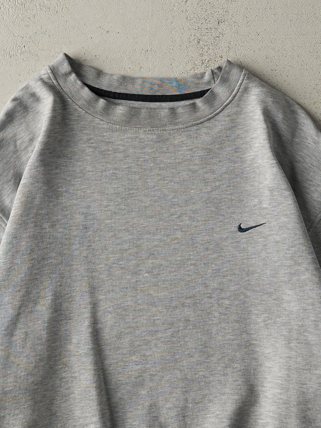 Vintage Y2K Grey Embroidered Nike Crewneck (XL)