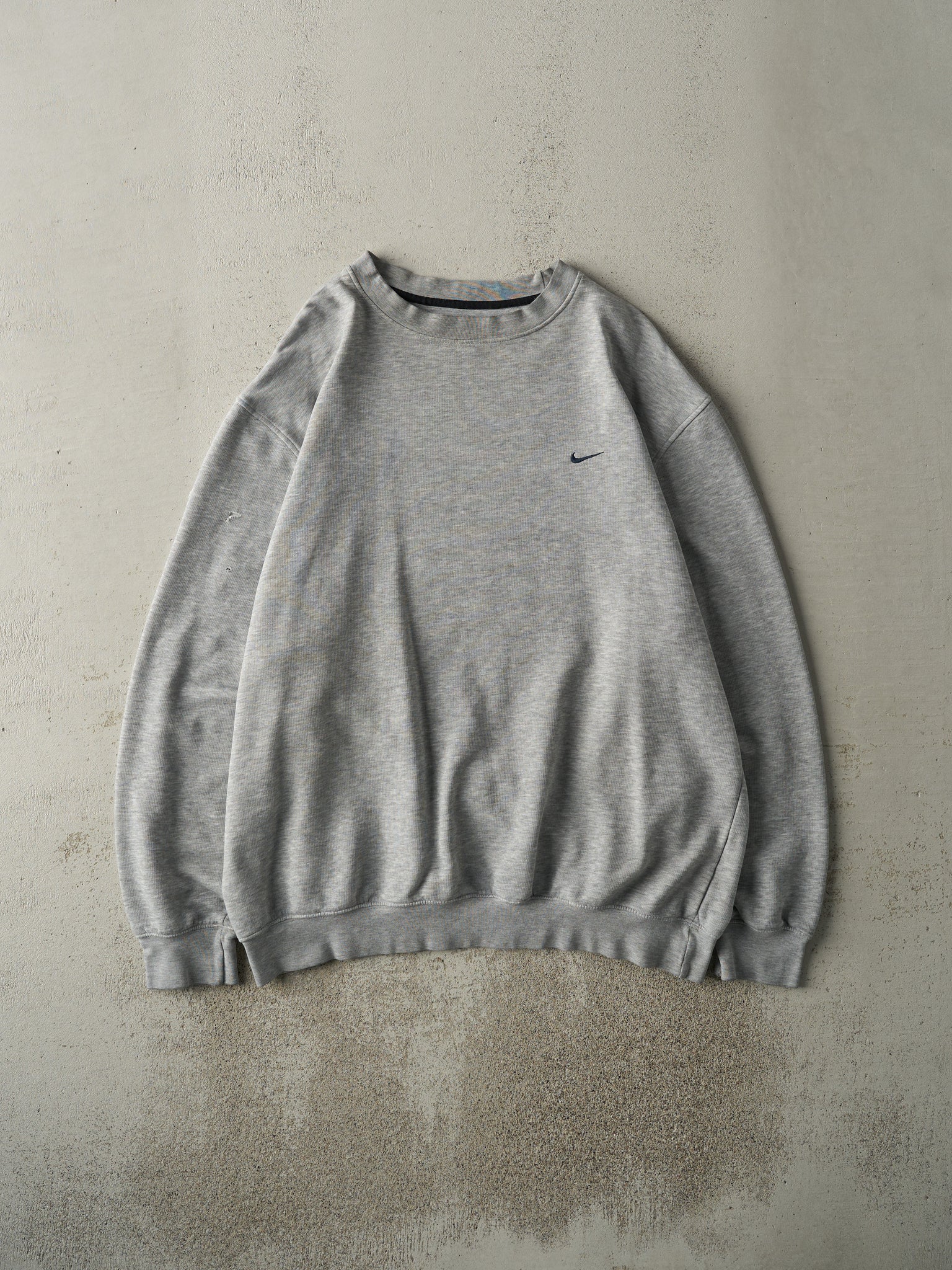 Vintage Y2K Grey Embroidered Nike Crewneck (XL)