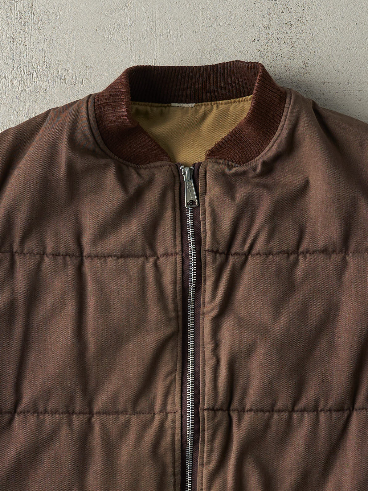 Vintage 70s Beige & Brown Reversible Vest (M)