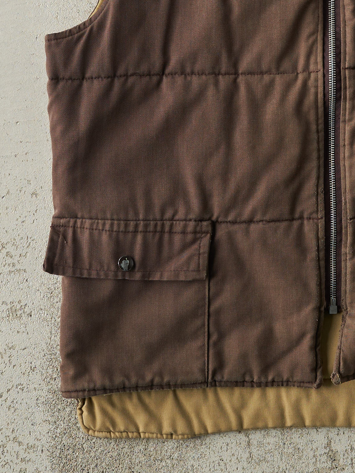 Vintage 70s Beige & Brown Reversible Vest (M)