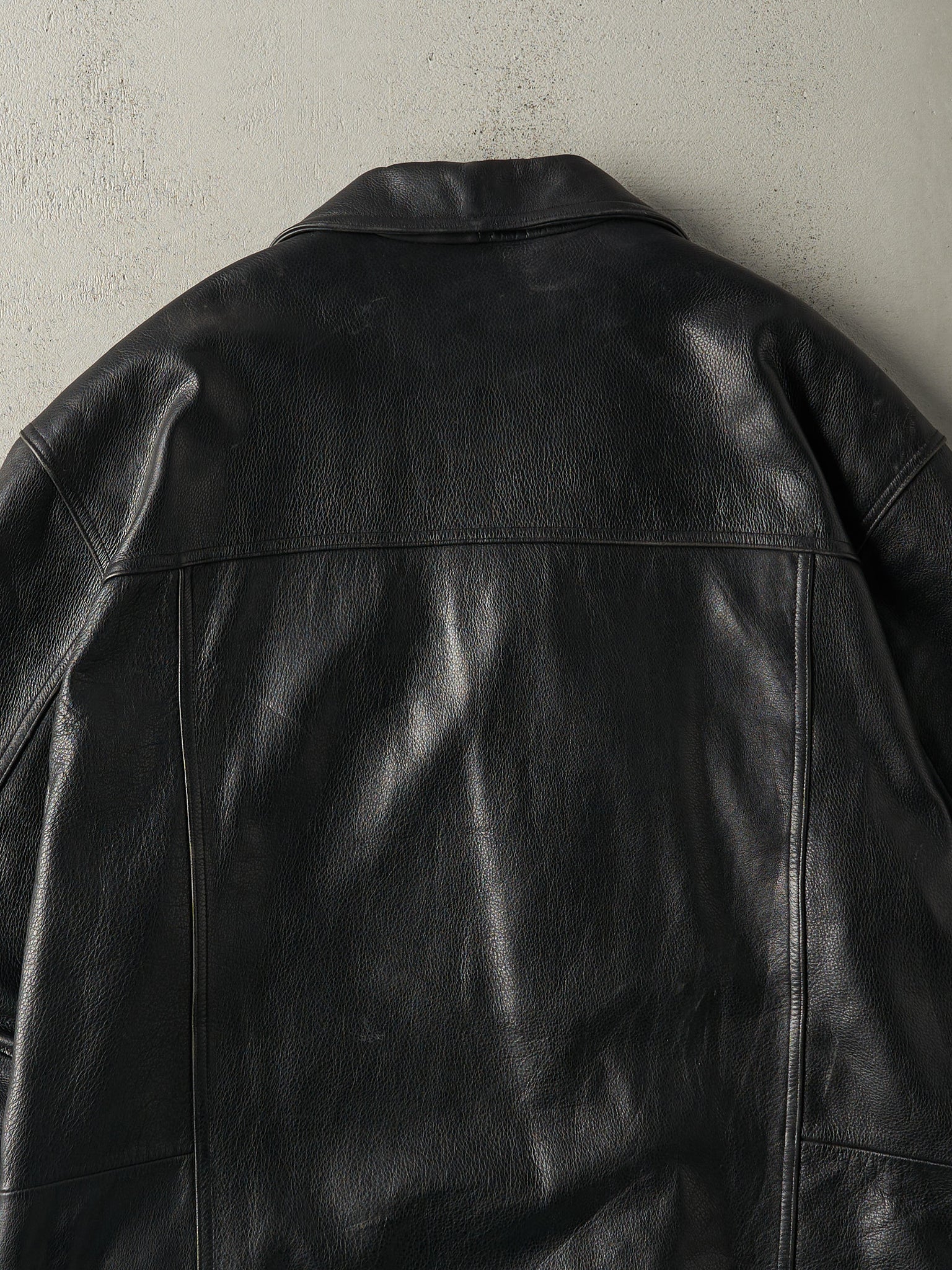 Vintage 90s Black Danier Leather Trench Jacket (L/XL)