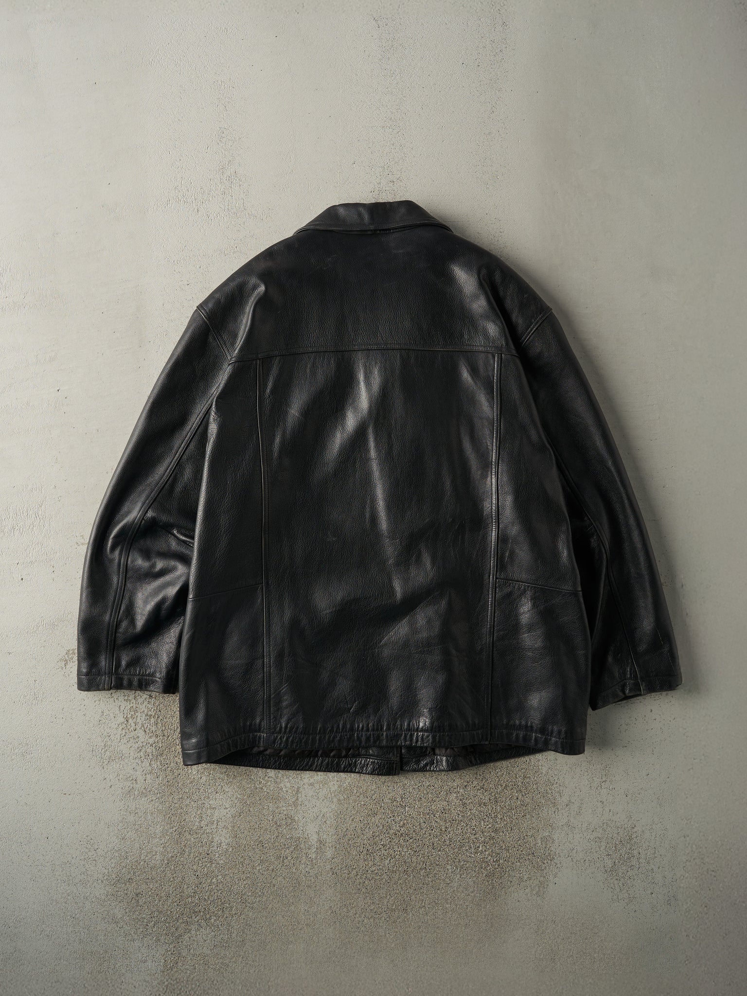 Vintage 90s Black Danier Leather Trench Jacket (L/XL)