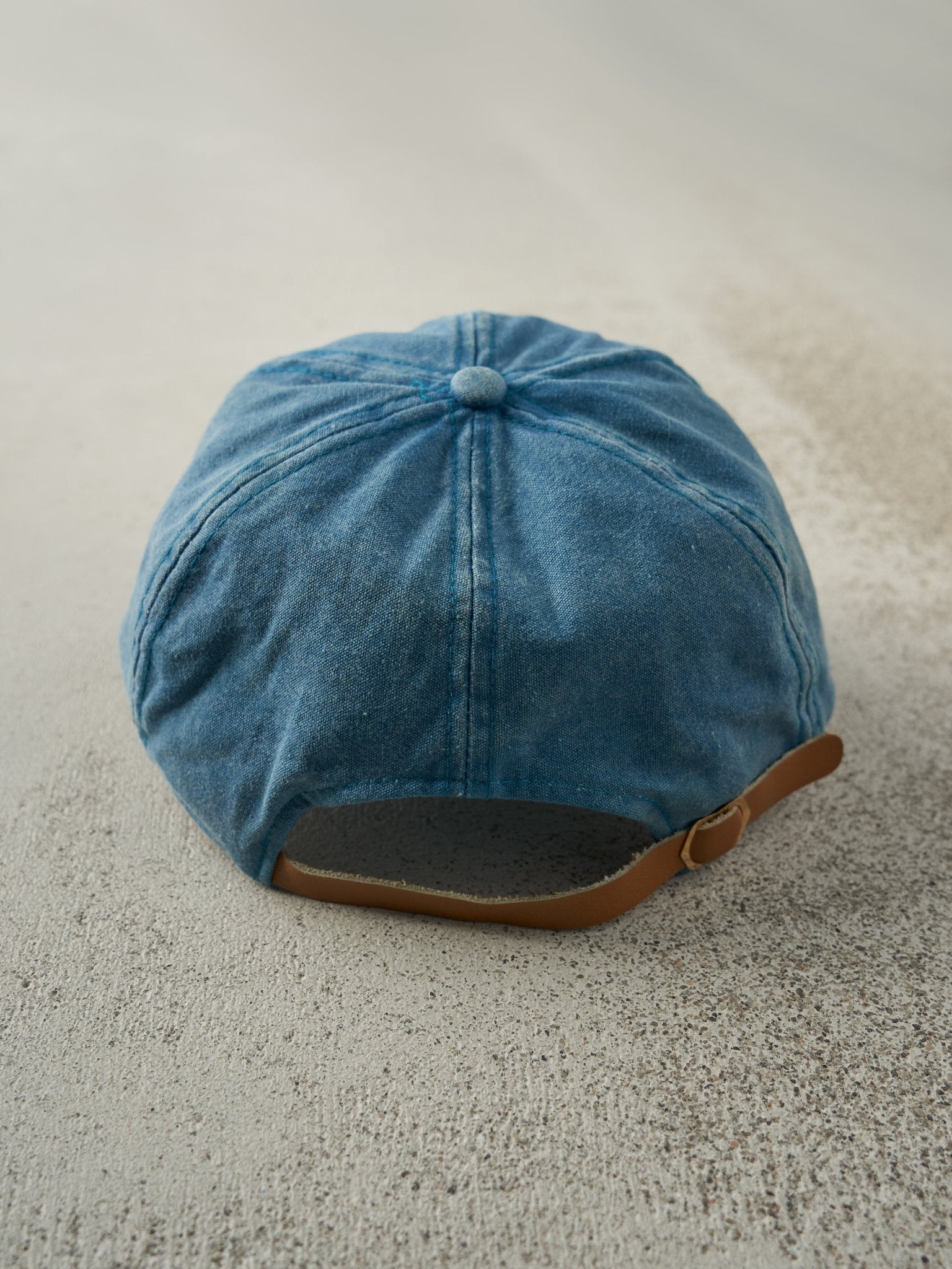 Vintage 90s Blue Sudsys Yarmouth N.S. Leather Strapback Hat