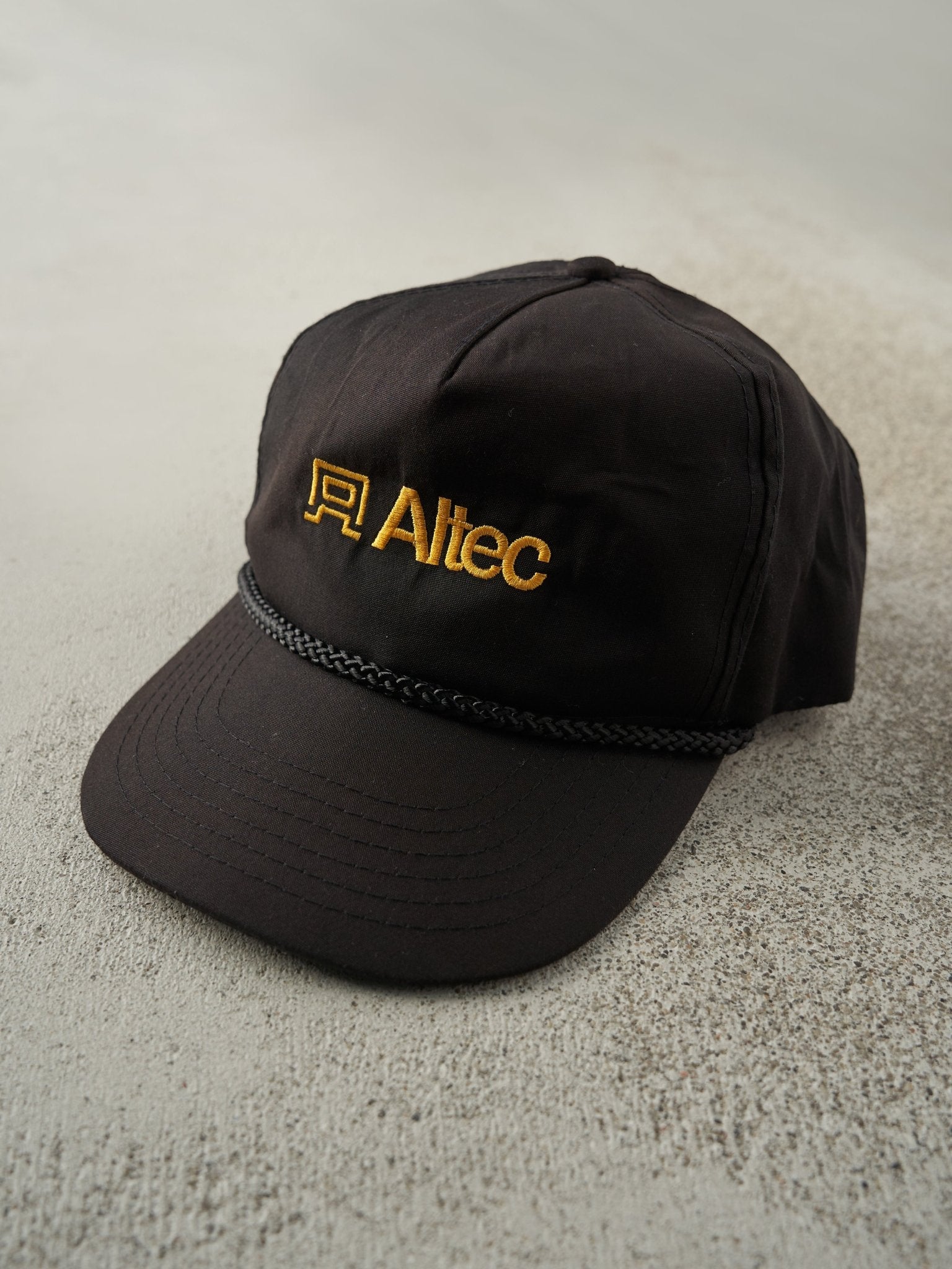 Vintage 80s Black Embroidered Altec Snapback Hat