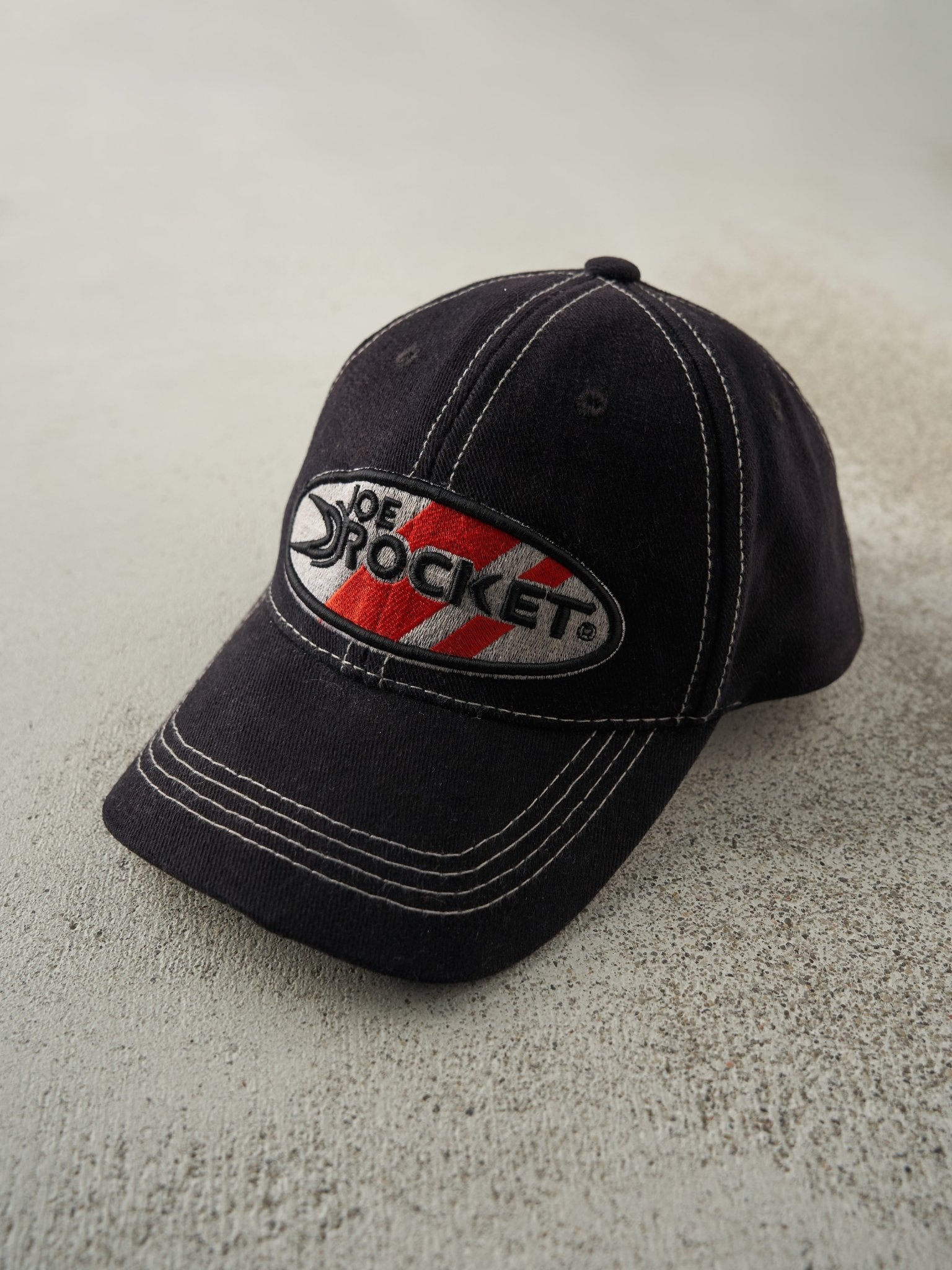 Vintage Y2K Black Joe Rocket Embroidered Velcro Hat
