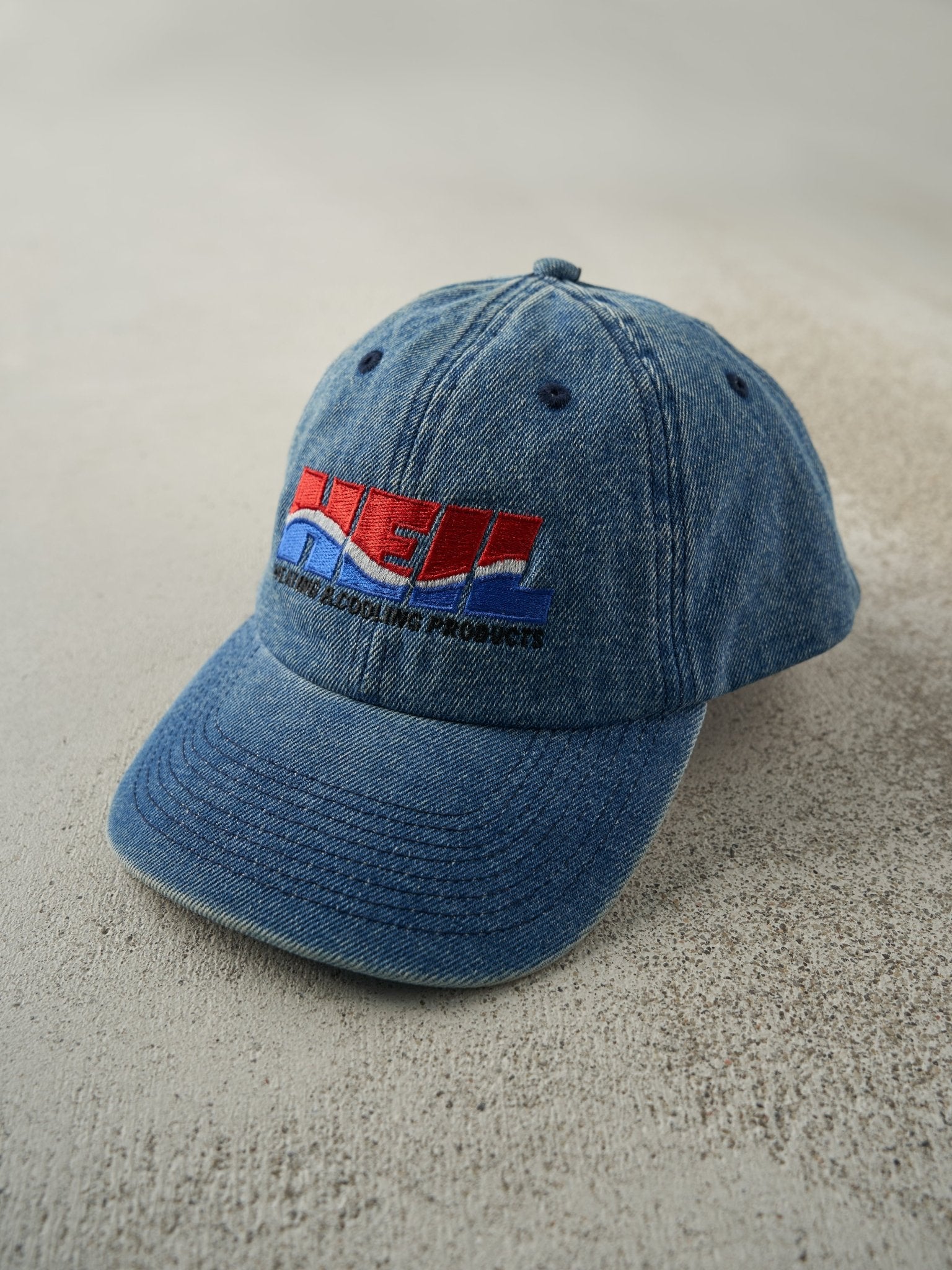 Vintage 90s Mid Wash Embroidered Heil Heating and Cooling Denim Strapback
