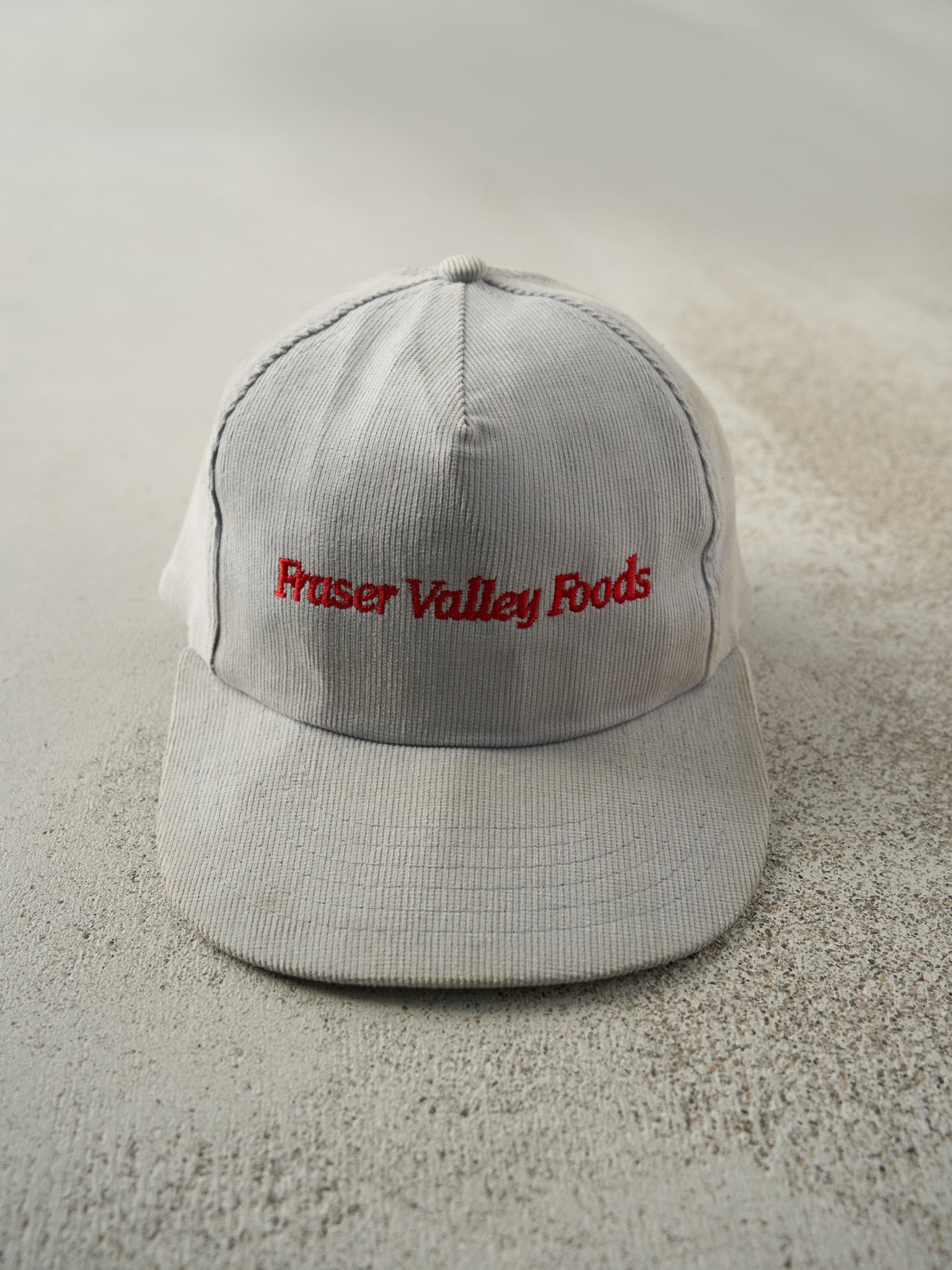 Vintage 90s Grey Fraser Valley Foods Corduroy Snapback